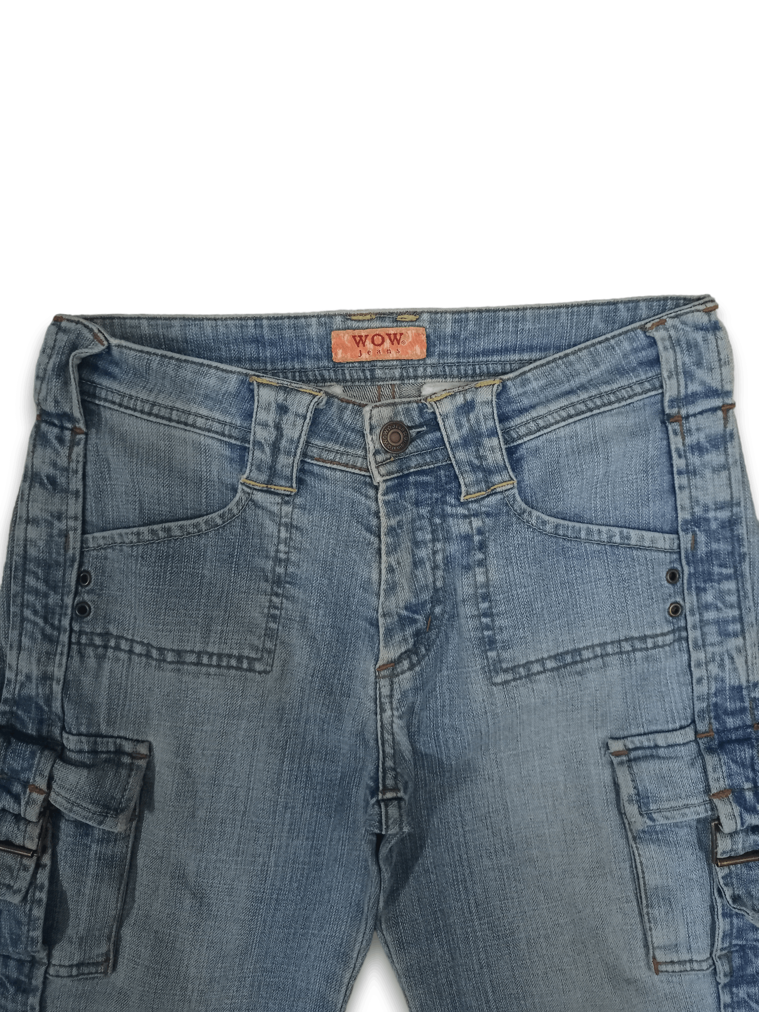 Japanese Brand Vintage Japanese Brand Blue Wash Cargo Flare Denim Jeans Size 27" / US 4 / IT 40 - 4 Thumbnail