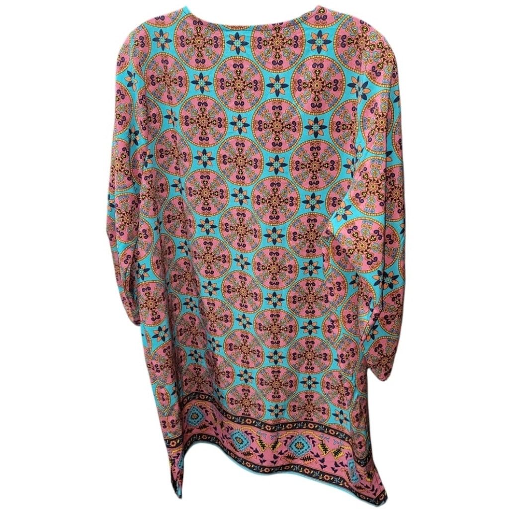Other EUC Bohemian Neck Tie Ethnic Style Kaftan Shift Dress Size L / US 10 / IT 46 - 4 Thumbnail
