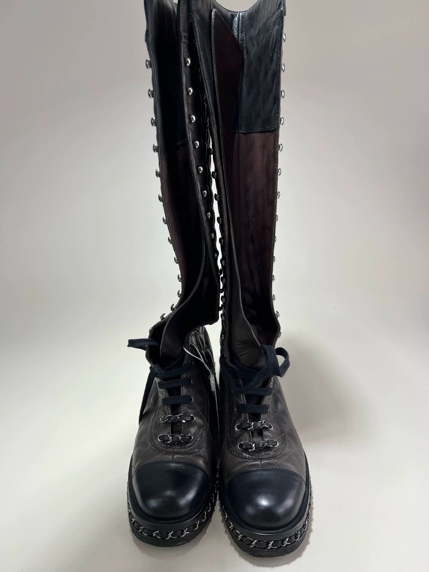 Chanel CHANEL quilted knee-high boots Size US 7.5 / IT 37.5 - 1 Thumbnail