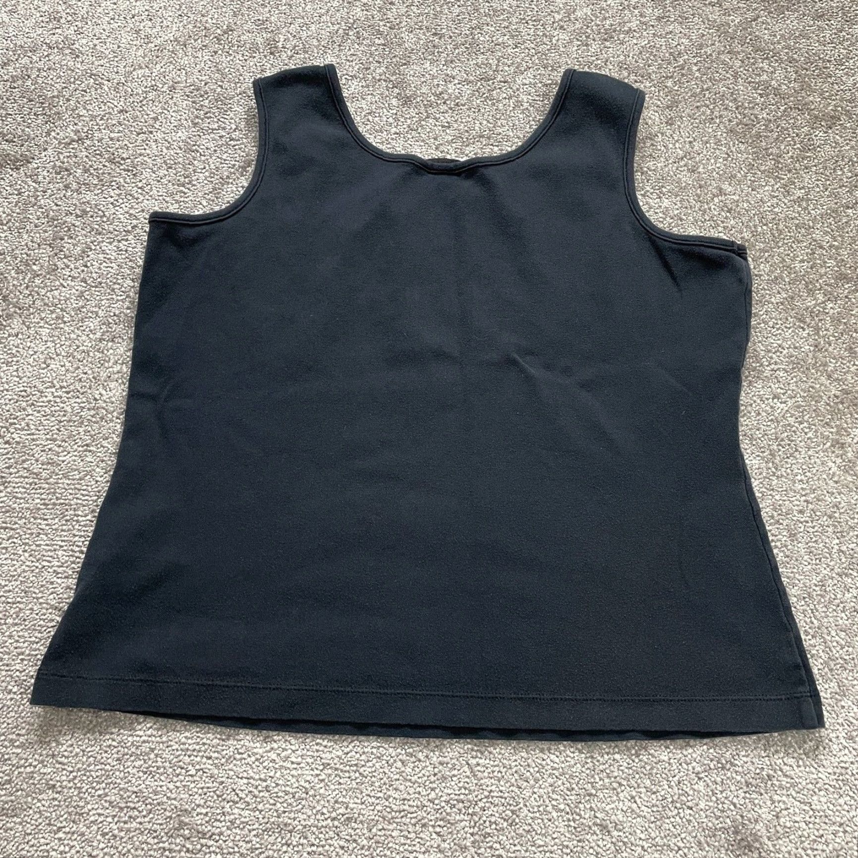 Lands' End Lands' End Basic Tank Top Womens Large Black Solid Sleeveless Round Neck Casual Size L / US 10 / IT 46 - 2 Thumbnail
