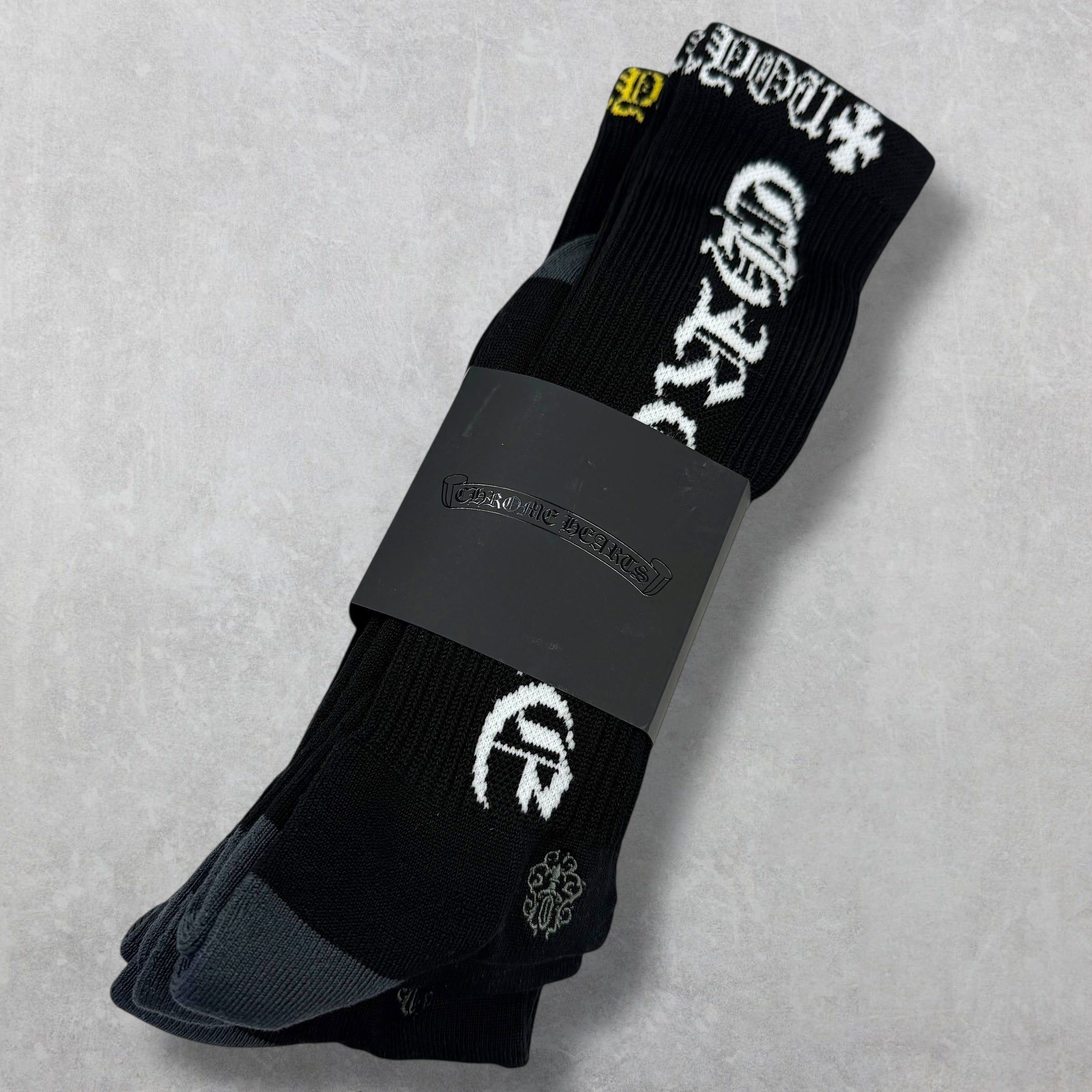 Chrome Hearts Chrome Hearts Script Logo Socks (3pc) Size ONE SIZE - 1 Thumbnail