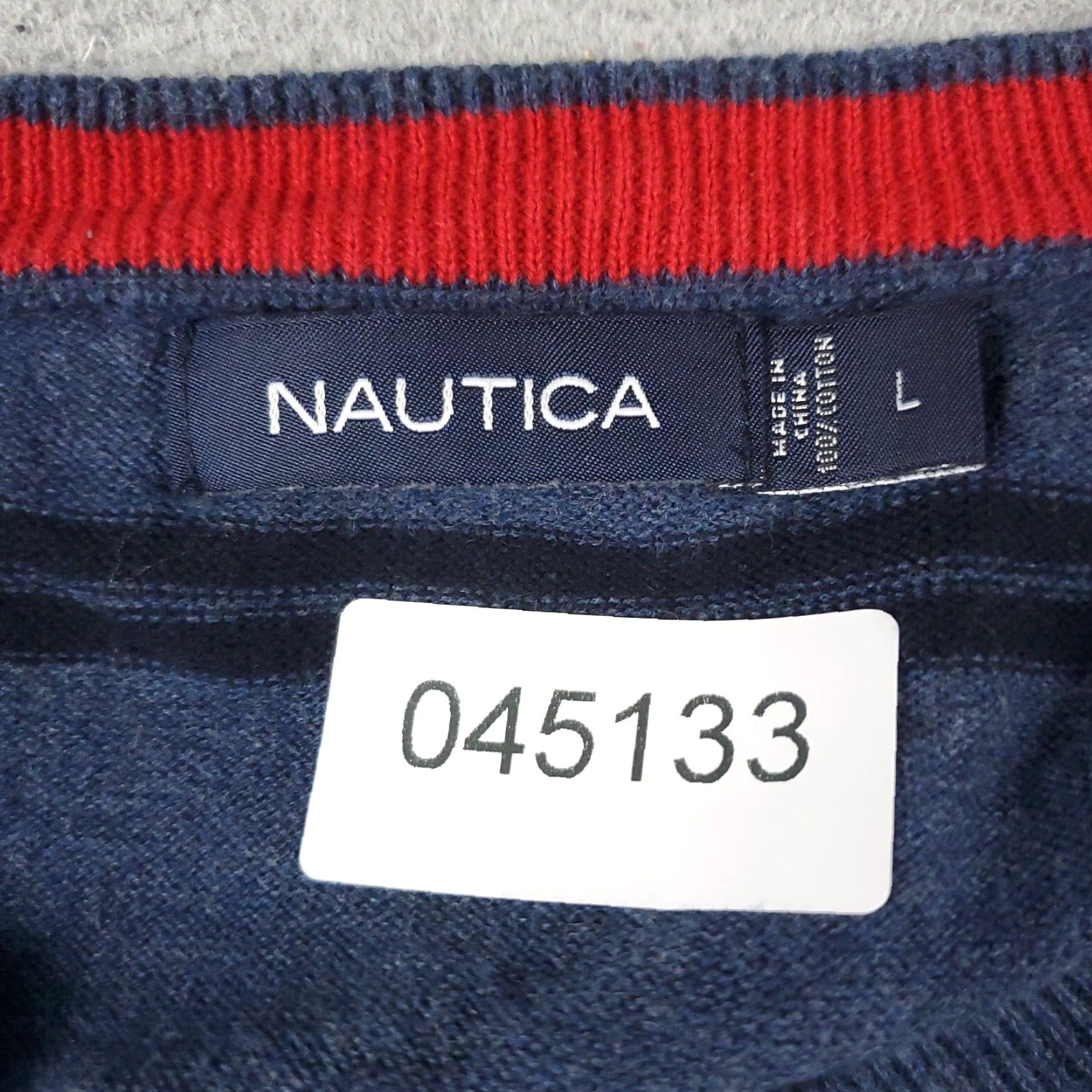 Nautica Nautica Blue Striped Sweater Mens Large Pullover Crew Neck Cotton Size US L / EU 52-54 / 3 - 8 Thumbnail
