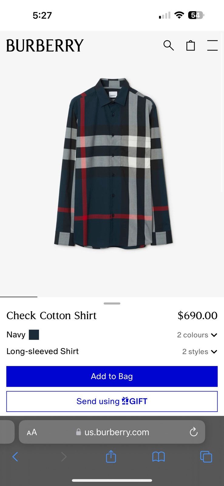 Burberry BURBERRY CHECK COTTON SHIRT Size US S / EU 44-46 / 1 - 4 Thumbnail