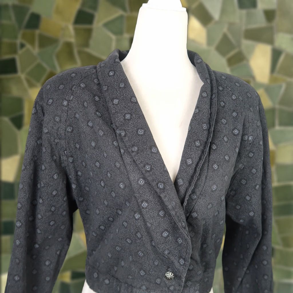 Vintage VINTAGE A. Byer Blazer Jacket Geometric Print Crop Dark Grey L Womens Short Length Button Closure 80s Size L / US 10 / IT 46 - 1 Thumbnail
