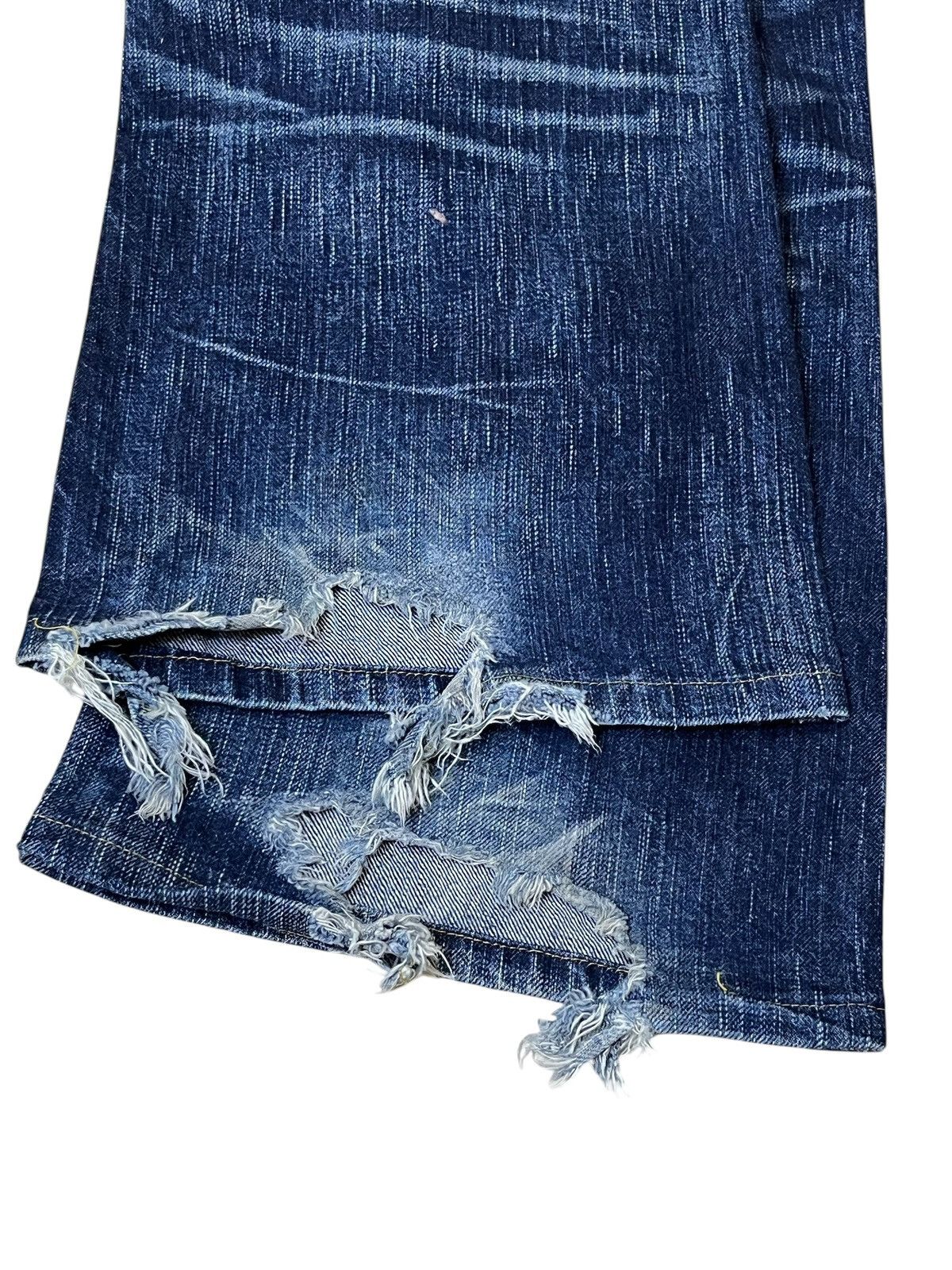 Edwin SICK🔥VINTAGE EDWIN 503 FLARED BLUE TRIP DISTRESSED JEANS Size US 35 - 9 Thumbnail