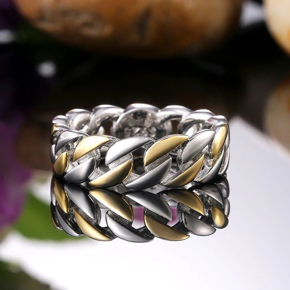 Jewelry Gold Silver Color Cuban Chain Ring (size 7-12 ) Size ONE SIZE - 2 Thumbnail