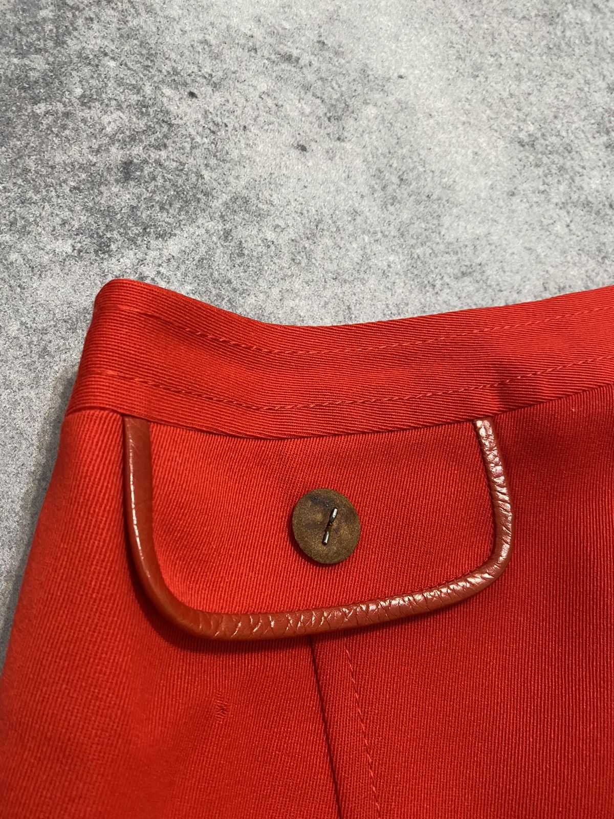Celine × Vintage Vintage 90s Celine Red Wool Midi Skirt Size 32" / US 10 / IT 46 - 5 Thumbnail