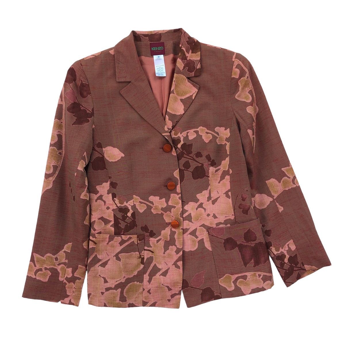 Kenzo KENZO Paris Brown Floral Pattern Rayon Suit Blazer / Jacket Size M / US 6-8 / IT 42-44 - 7 Thumbnail
