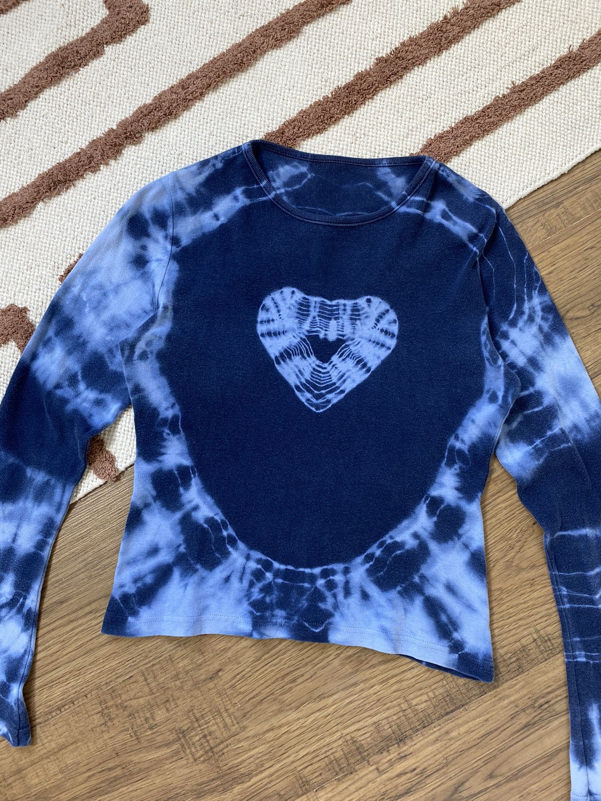 Vintage SHIBORI HEART TIE-DAY CUTE LONGSLEEVE Size M / US 6-8 / IT 42-44 - 2 Thumbnail