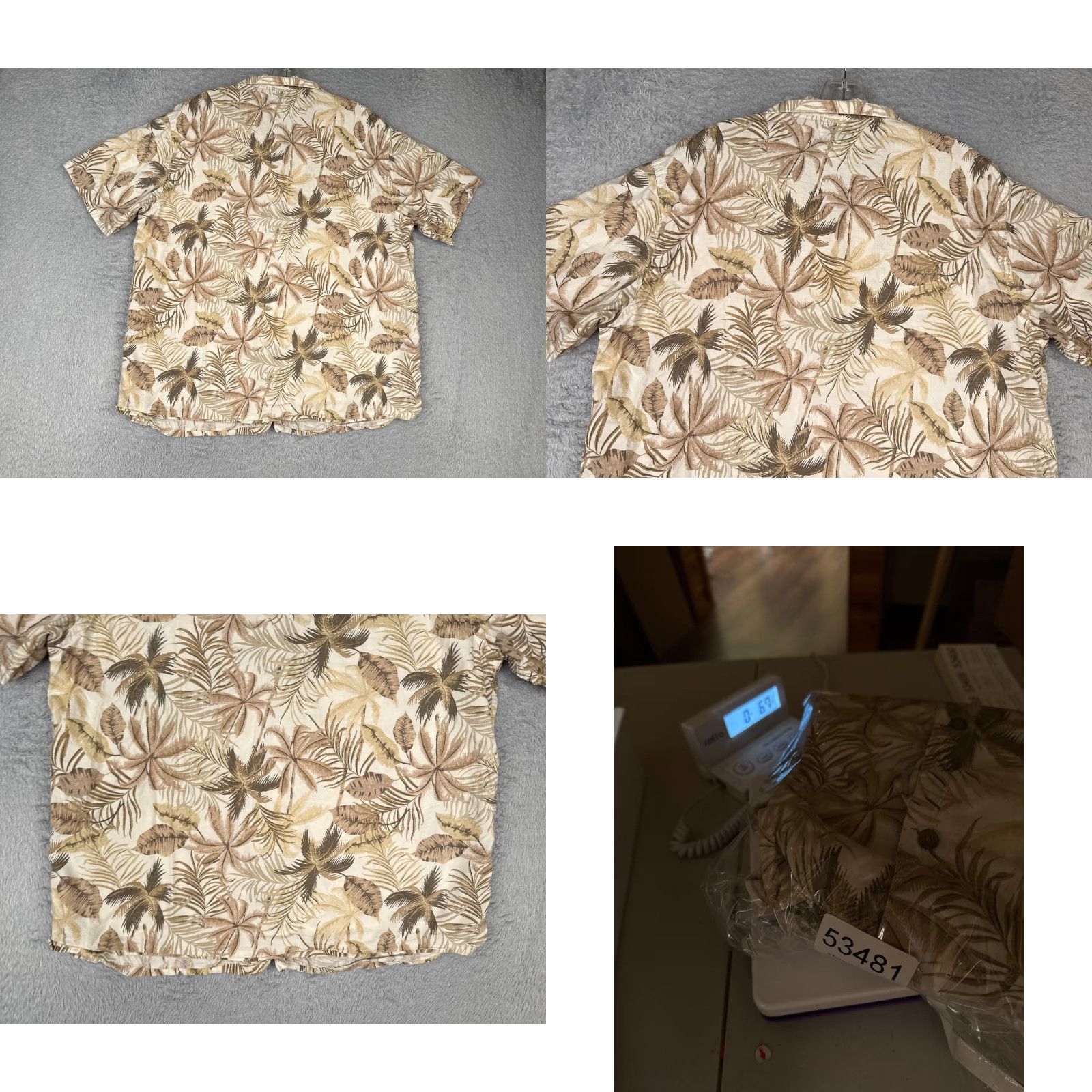 Old Navy Old Navy Button-Up Shirt Men Large Beige Floral Leaf Hawaiian Cotton Blend Pocket Size US L / EU 52-54 / 3 - 9 Thumbnail