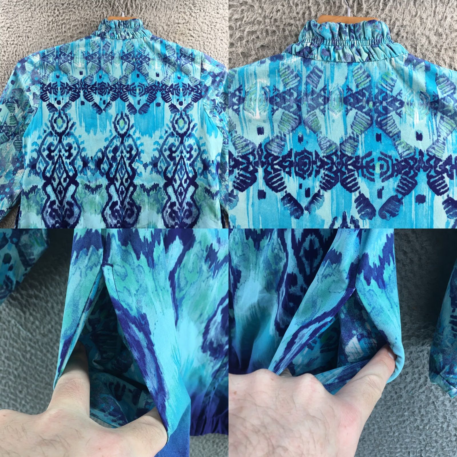 Vintage Chico's Zenergy Jacket Womens Blue Ikat Zip Up Stretch Pockets 3/4 Sleeves Cardigan Style Casual Overall Fit Regular Mens? Size XS / US 0-2 / IT 36-38 - 8 Thumbnail
