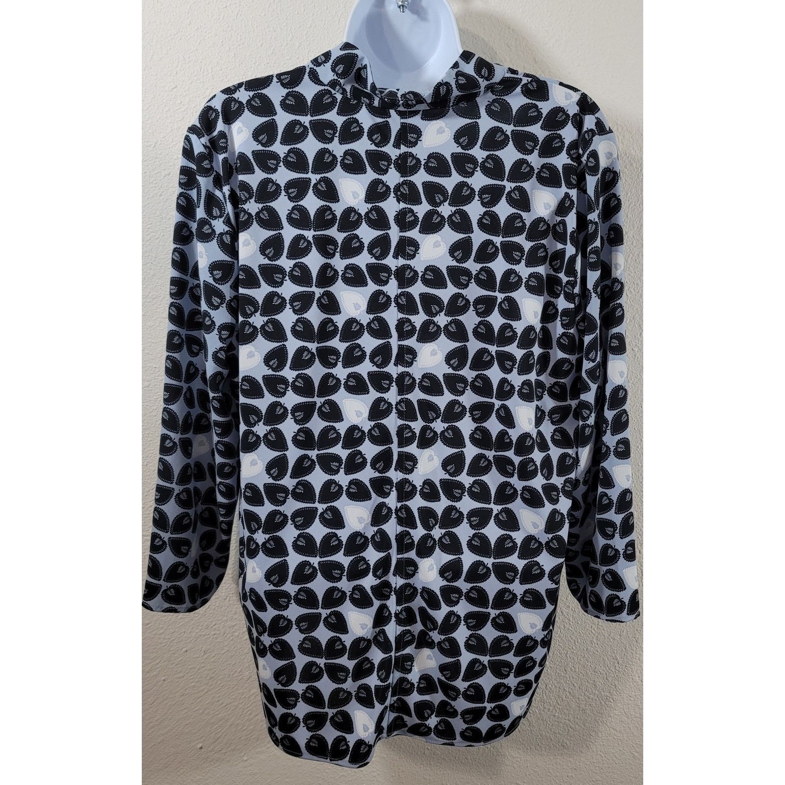 Ann Taylor Ann Taylor Blue Black White Leaf Print Blouse Top Large NWOT Size L / US 10 / IT 46 - 2 Thumbnail
