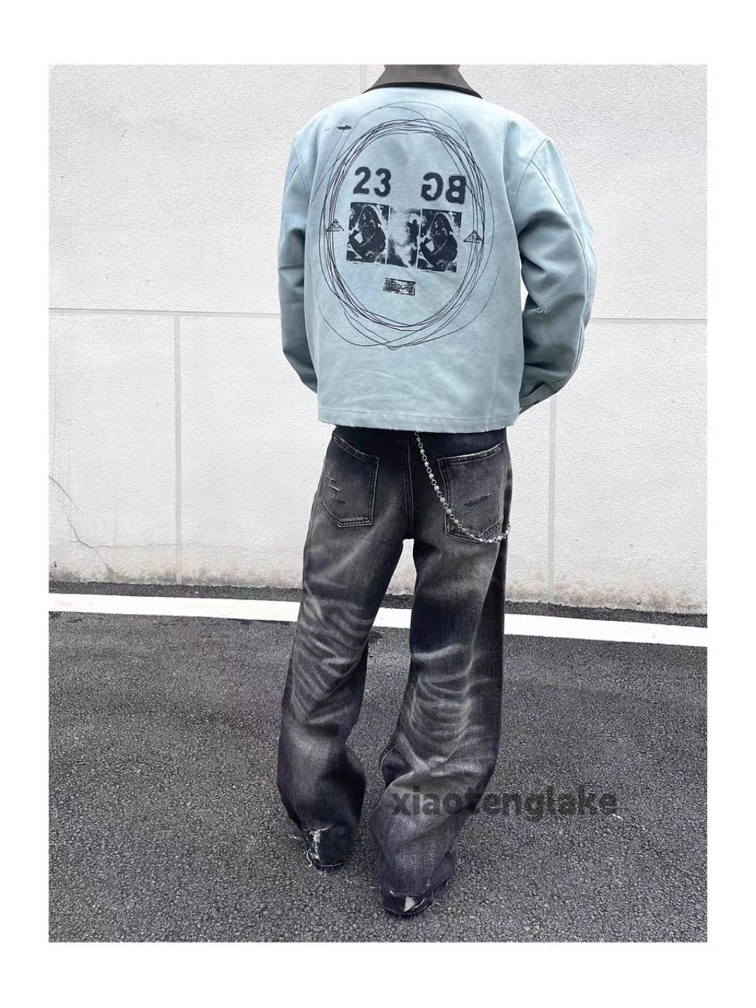Jean Unisex washed faded loose baggy ripped damaged pants Size US 28 / EU 44 - 5 Thumbnail