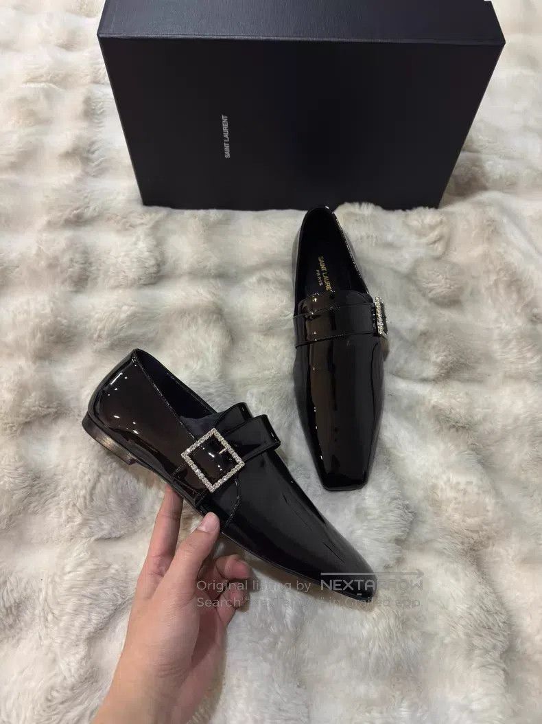 Saint Laurent Paris Saint Laurent Paris Crystal Buckle Men's Loafers Leather S Size US 9 / EU 42 - 1 Thumbnail