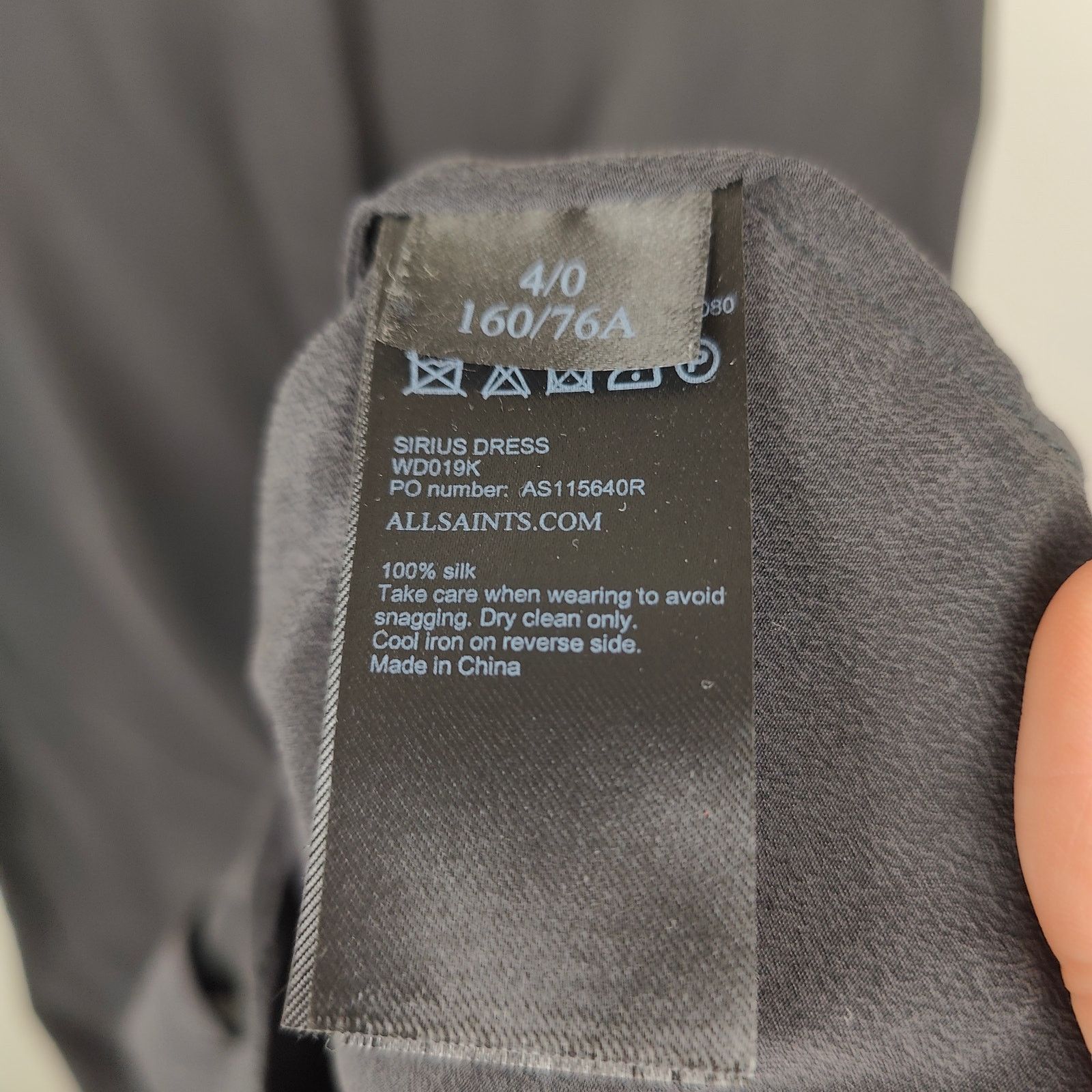 Allsaints AllSaints Sirius Dress Womens 0 Black 100% Silk Shirt Button Size XS / US 0-2 / IT 36-38 - 8 Thumbnail