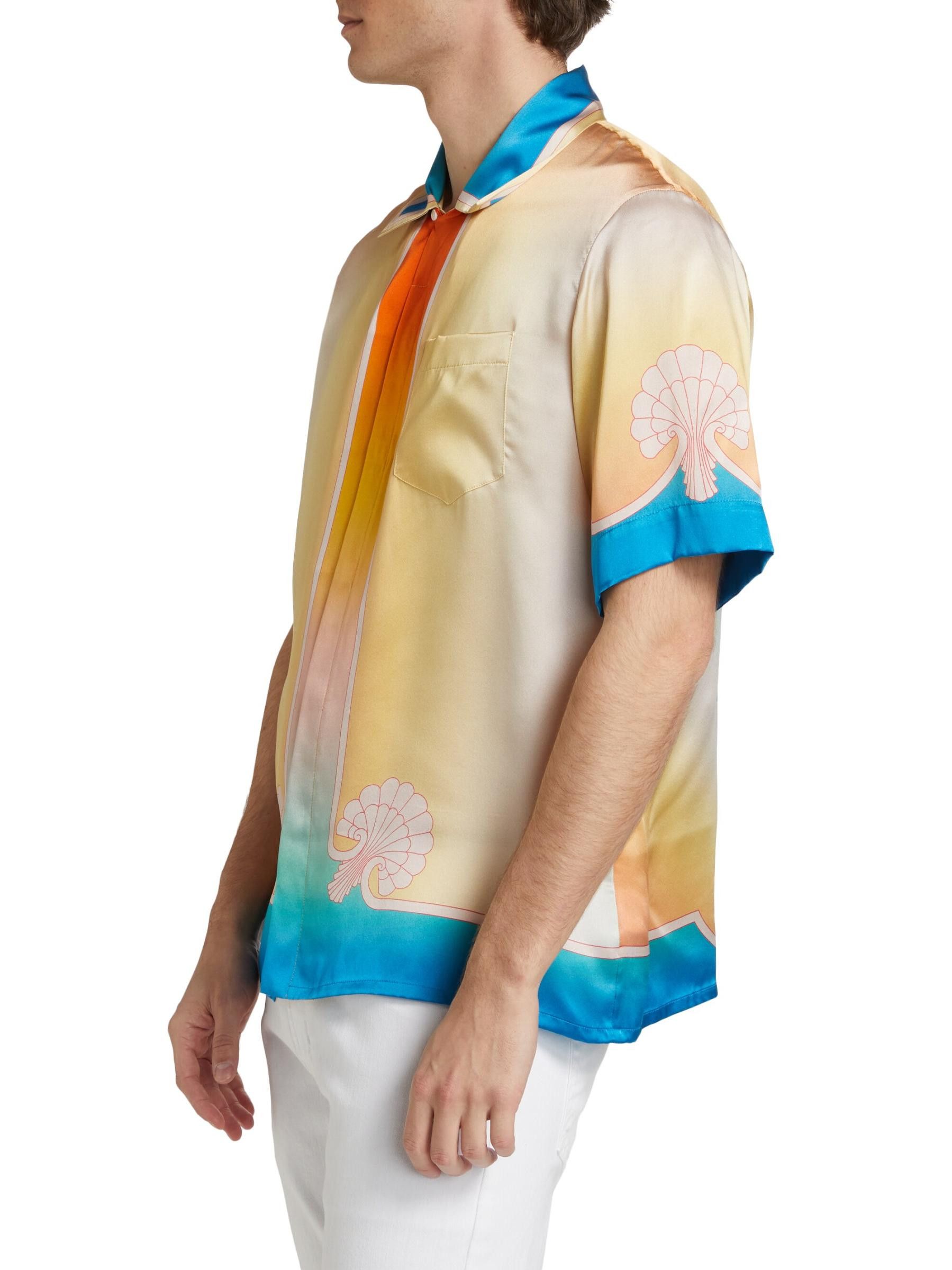 Casablanca os11x0725 Silk Satin Ombré Cuban Collar Short-Sleeve Shirt Size US XL / EU 56 / 4 - 3 Thumbnail