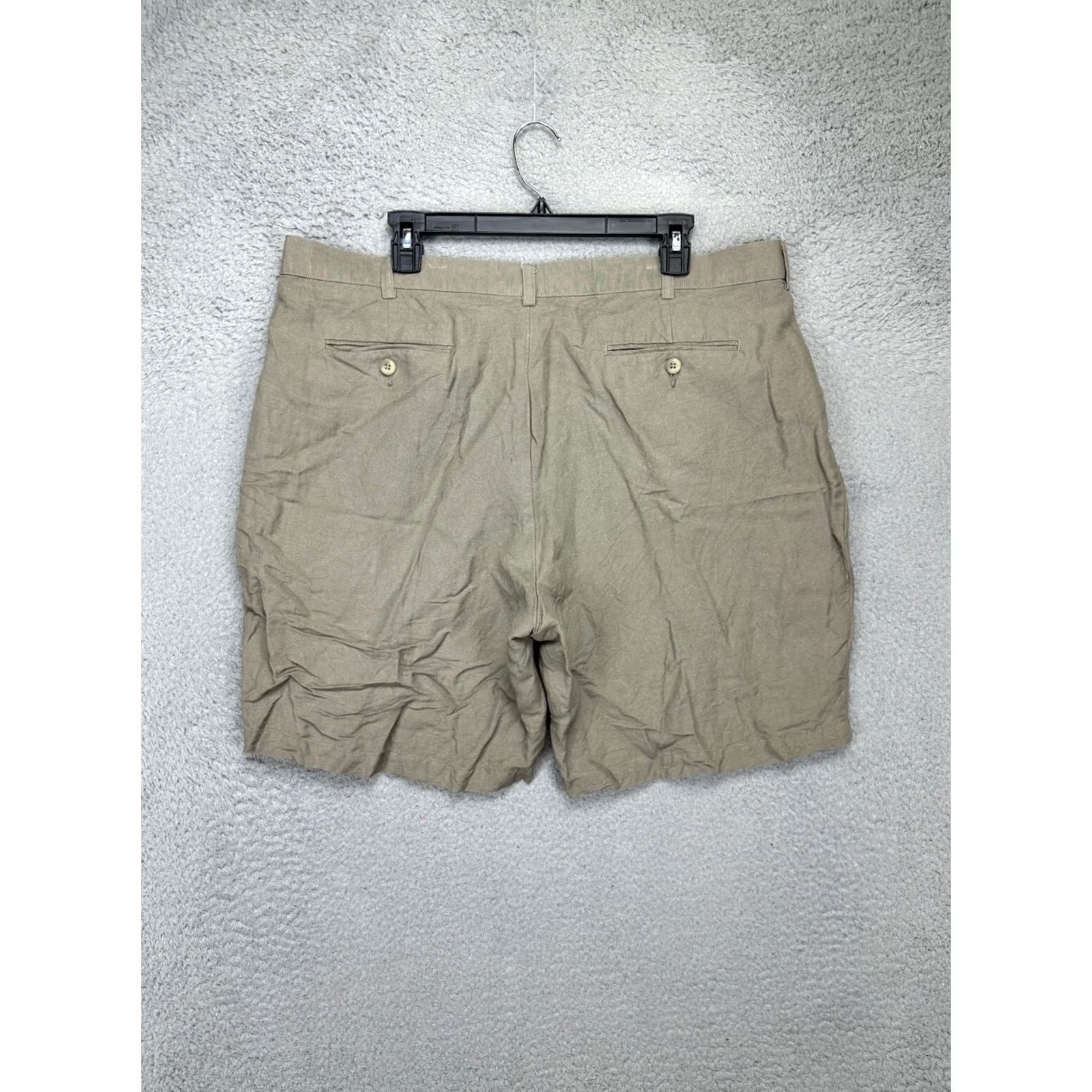 Perry Ellis Perry Ellis Shorts Mens 40 Brown Linen Blend Casual Pleated Pockets Size US 40 / EU 56 - 3 Thumbnail