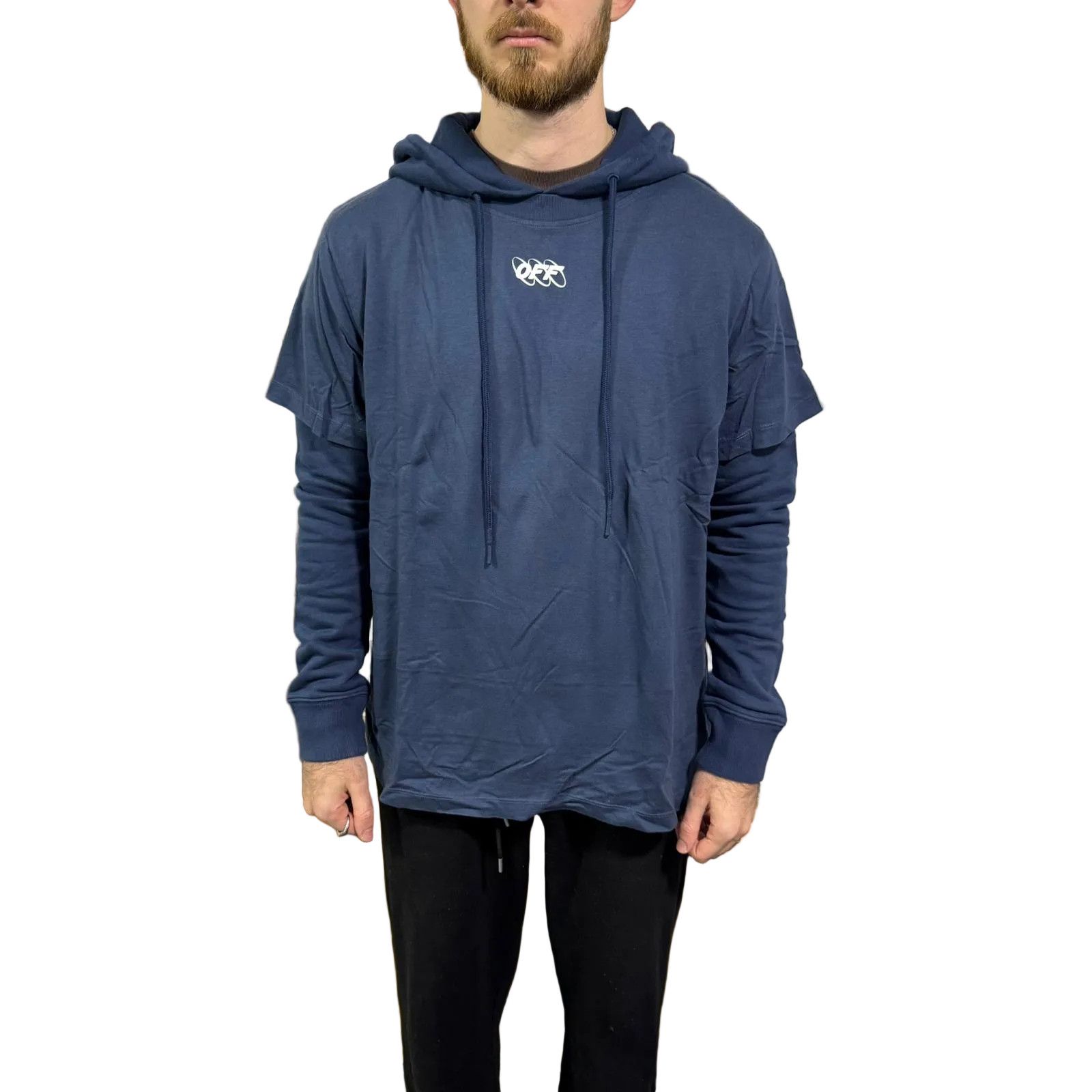 Off-White Blue Mirko First Oversized Layered Tee Hoodie Size US M / EU 48-50 / 2 - 3 Thumbnail