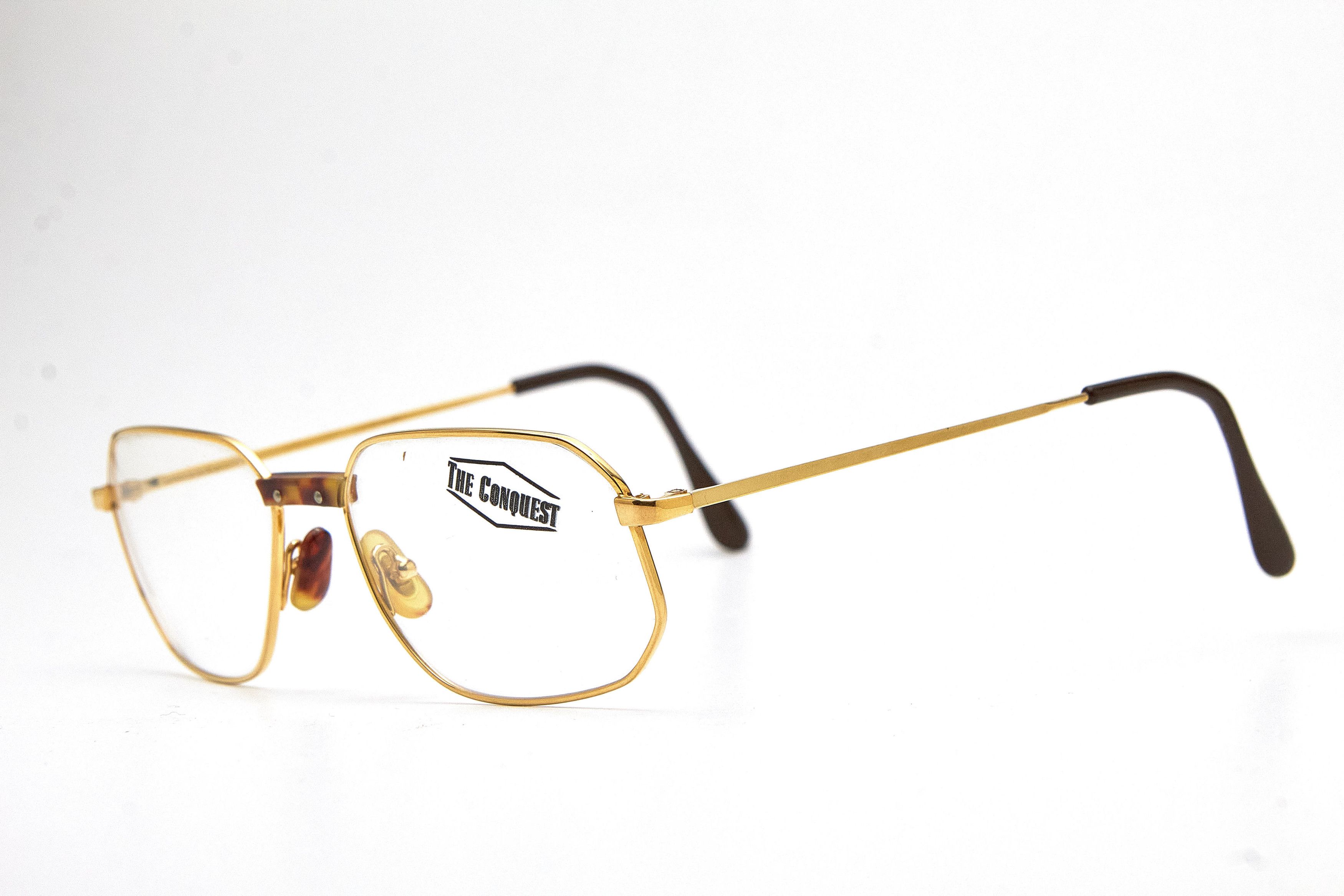 Vintage Old Money CONQUEST Gold Tortoise Rectangular Quiet Lux Specs Size ONE SIZE - 1 Thumbnail