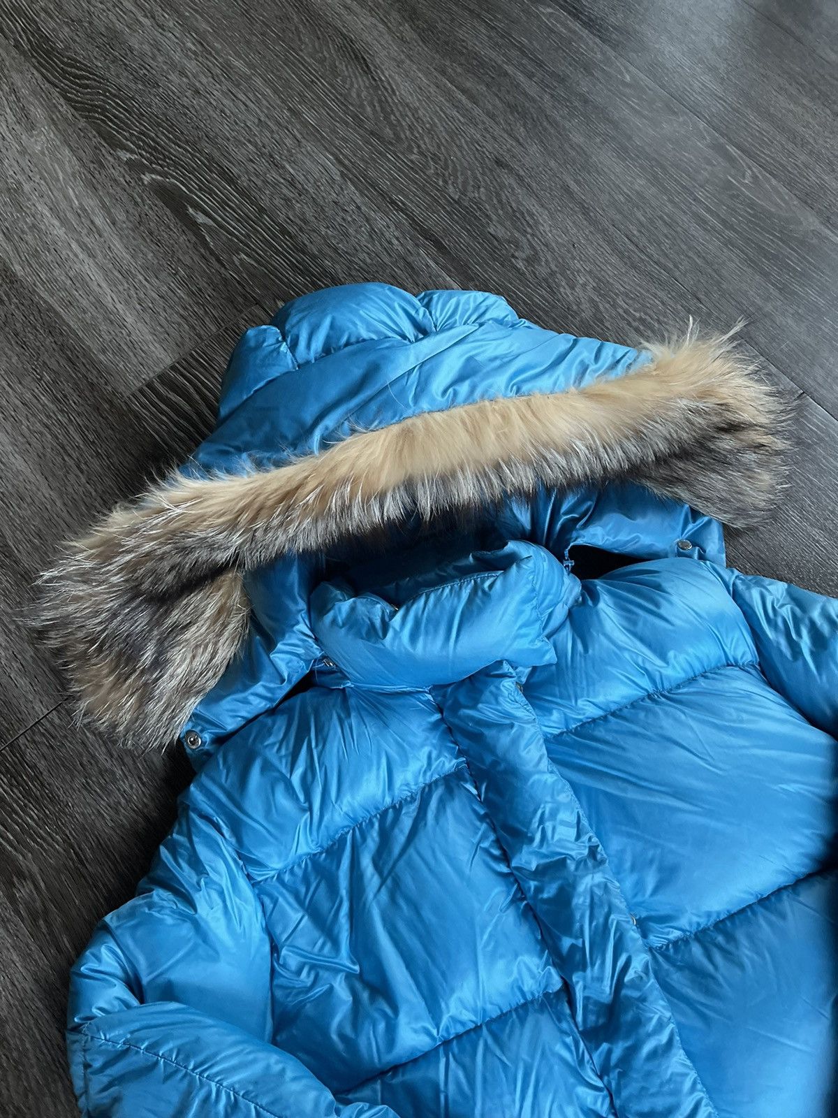 Prada NEW Prada Blue Anice Piumino Feathered Hooded Puffer Jacket Size US XS / EU 42 / 0 - 4 Thumbnail