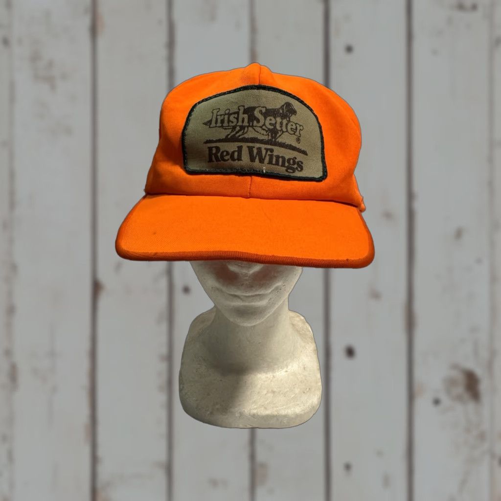 Vintage VINTAGE Red Wings Irish Setter Hat Cap Orange Large Ear Flaps Trucker Hat Hunting Patch Trap Mens L Orange Hunting Ear Flap Cap Size ONE SIZE - 1 Thumbnail