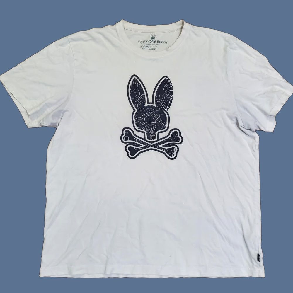 Psycho Bunny Psycho Bunny Shirt Mens 2XL White Pima Cotton Graphic Skull Crossbones Crewneck Size US XXL / EU 58 / 5 - 1 Thumbnail