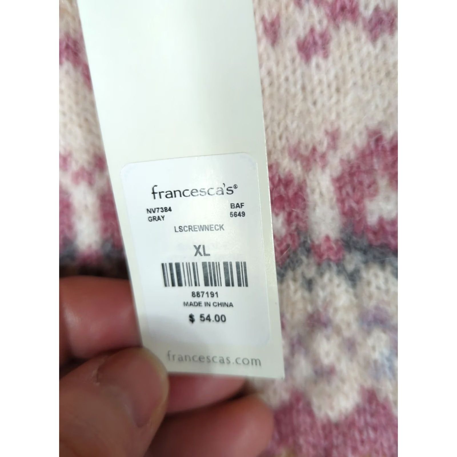 YOKE Cupcake Clothing Ltd. Women's Fair Isle Wool Blend Sweater XL Gray Balloon Sleeve Crew Neck Pullover Winter Casual NWT Size XL / US 12-14 / IT 48-50 - 4 Thumbnail