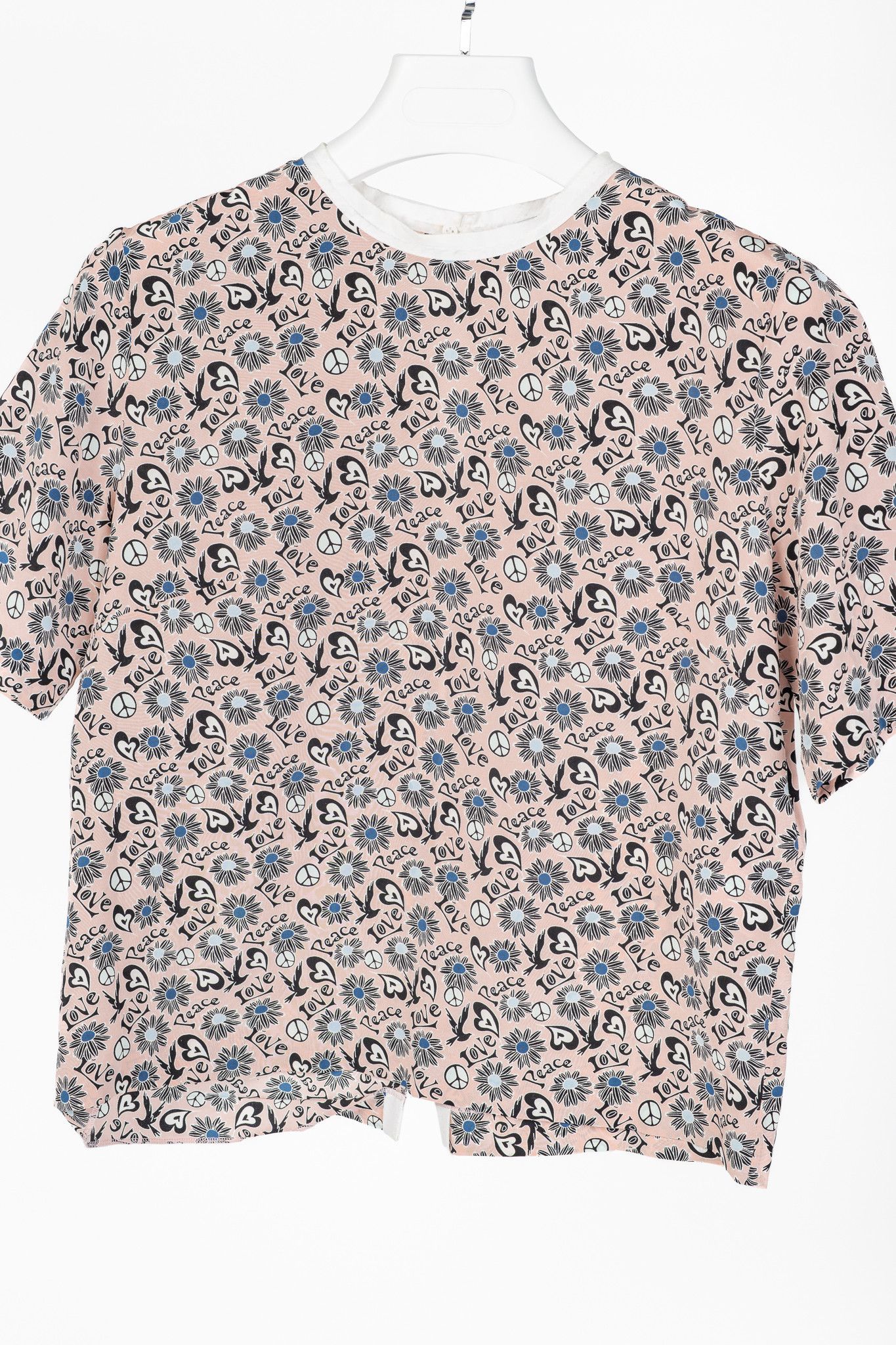 Sandro Sandro Pink Floral Silk Crepe Tee Size S / US 4 / IT 40 - 3 Thumbnail