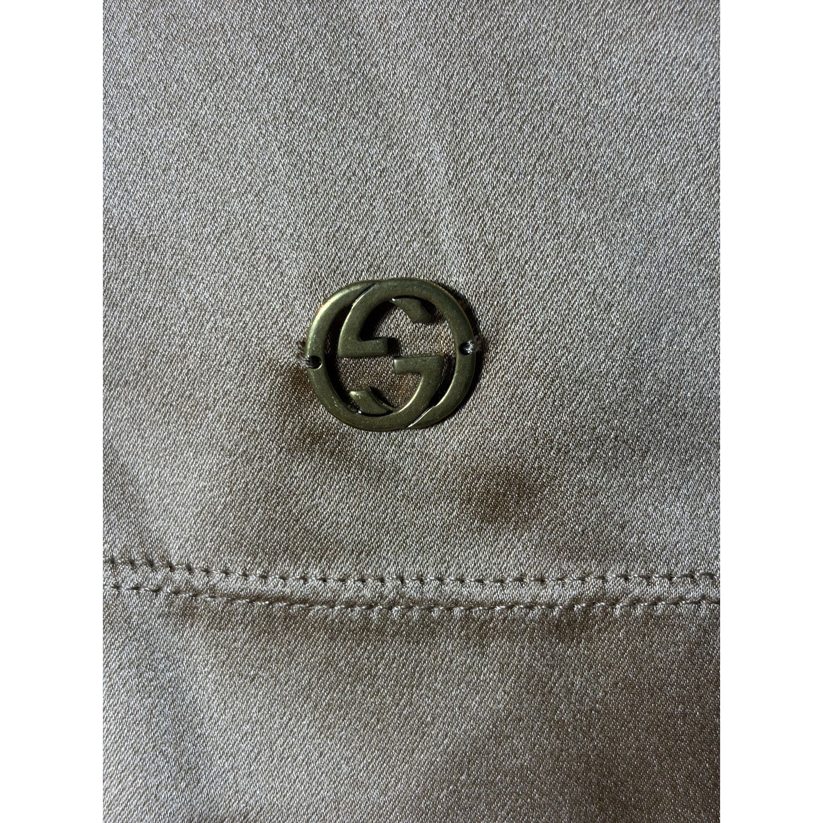 Gucci Vintage Y2K Gucci Gold Brown Bateau Neckline Silk Blouse Size S / US 4 / IT 40 - 11 Thumbnail