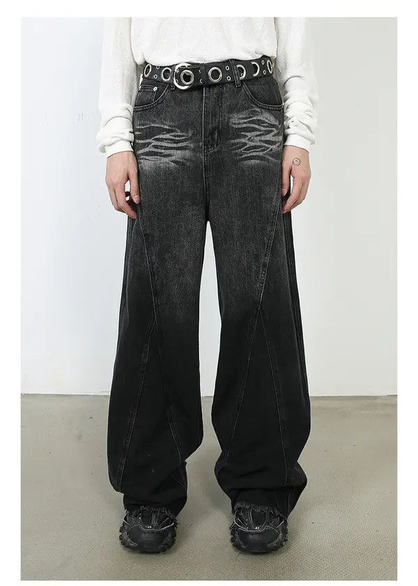 Japanese Brand VIBE Men's retro straight loose stitching casual jeans Size US 34 / EU 50 - 2 Thumbnail
