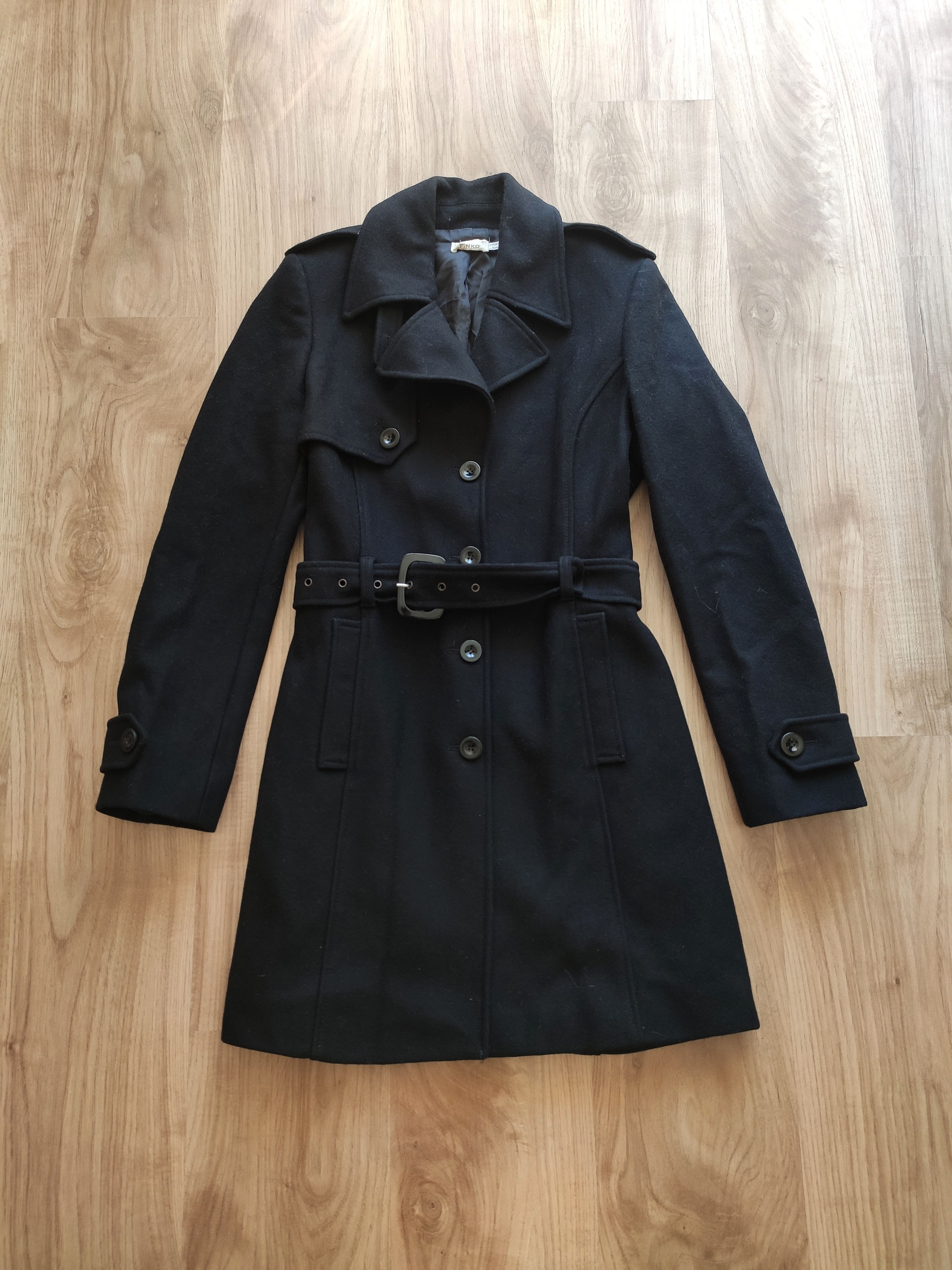 Pinko Pinko wool coat women long black trench Size S / US 4 / IT 40 - 1 Thumbnail