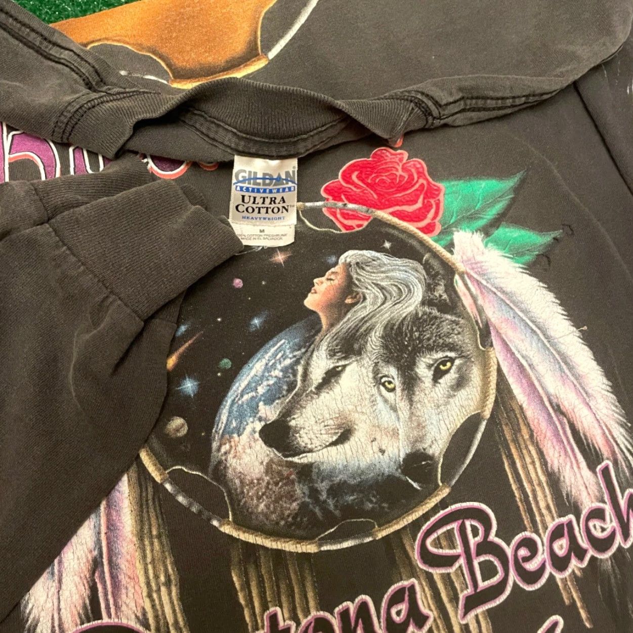 Vintage VINTAGE 90s Y2K Bike Week Daytona Biker Sleeve Hit Wolf Rose Long Sleeve Shirt M Size US M / EU 48-50 / 2 - 3 Thumbnail