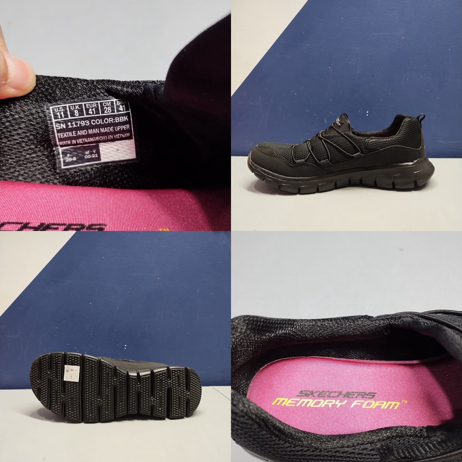 SKECHERS SKECHERS Loving Life Sneakers Womens US 11 Black Memory Foam Bungee Laces Shoes Size US 11 / IT 41 - 8 Thumbnail