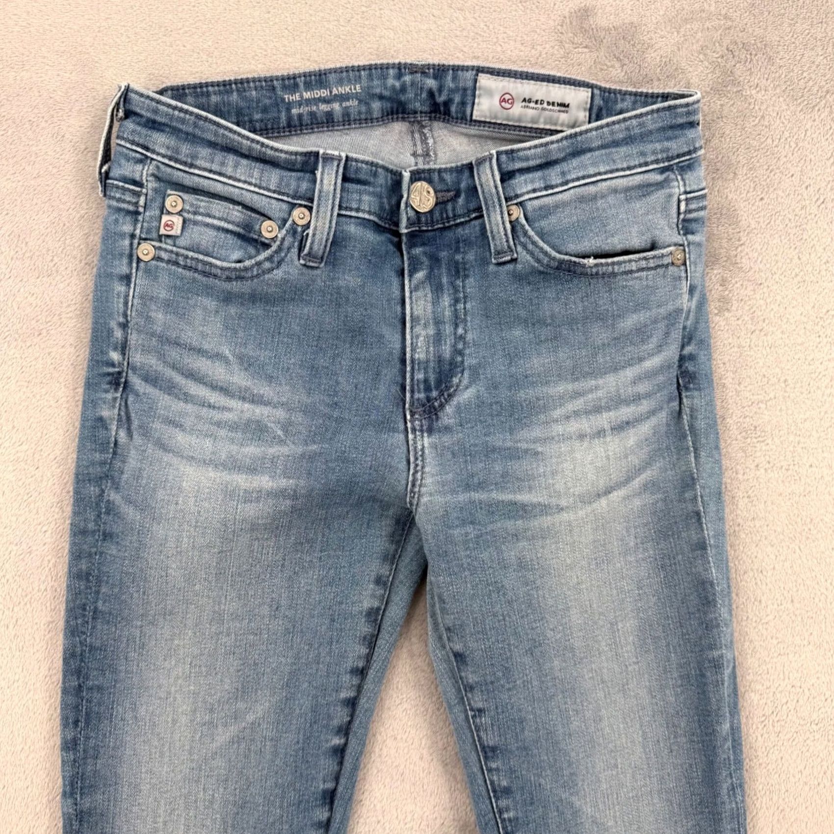 Vintage AG Adriano Goldschmied The Middi Ankle Light Wash Mid Rise Womens Sz 24R Size 42" / US 20 - 3 Thumbnail
