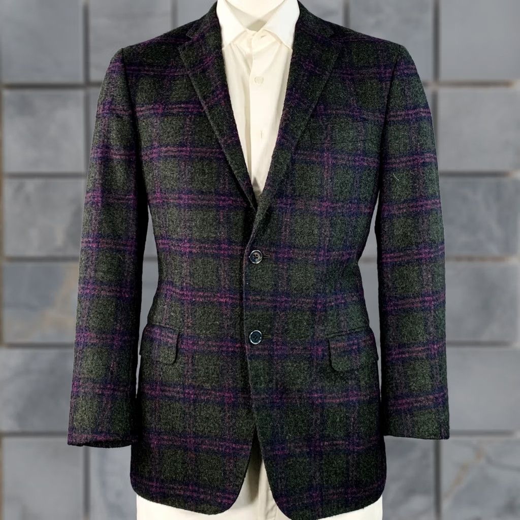 Robert Talbott ROBERT TALBOTT Sport Coat Green Purple Plaid Alpaca Wool Size 42 Regular Mens Size US XS / EU 42 / 0 - 1 Thumbnail