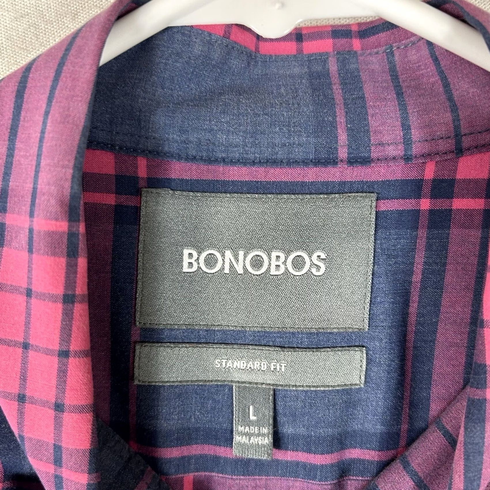 Bonobos Bonobos Button-Up Shirt Mens L Long Sleeve Pink Blue Plaid Top Size US L / EU 52-54 / 3 - 3 Thumbnail