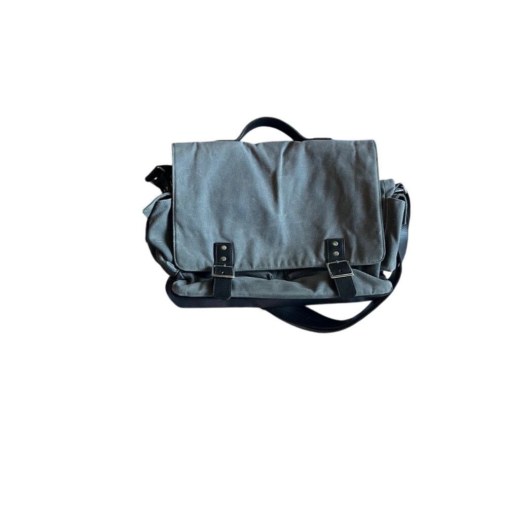Ernest Alexander Ernest Alexander Messenger Bag Grey Canvas Black Leather Size 28 - 1 Thumbnail