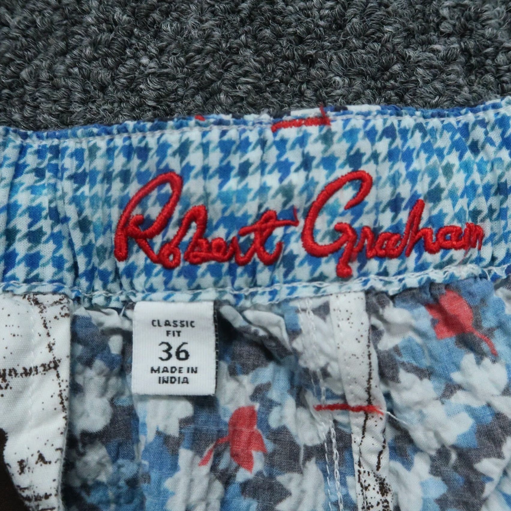 Robert Graham Robert Graham Shorts Mens 36 White Blue Floral Seersucker Drawstring Chino Regular Breathable Lightweight Pocketed 8in Inseam Vintage N/A Size US 36 / EU 52 - 3 Thumbnail