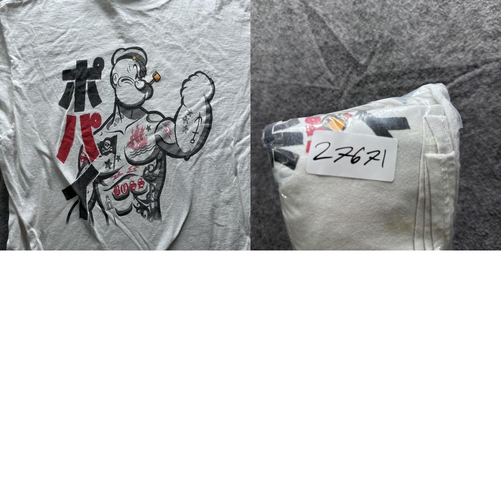 Doublet Popeye Shirt Mens 2XL White Japanese Anime Graphic Tee Double Sided Tagless Size US XXL / EU 58 / 5 - 8 Thumbnail
