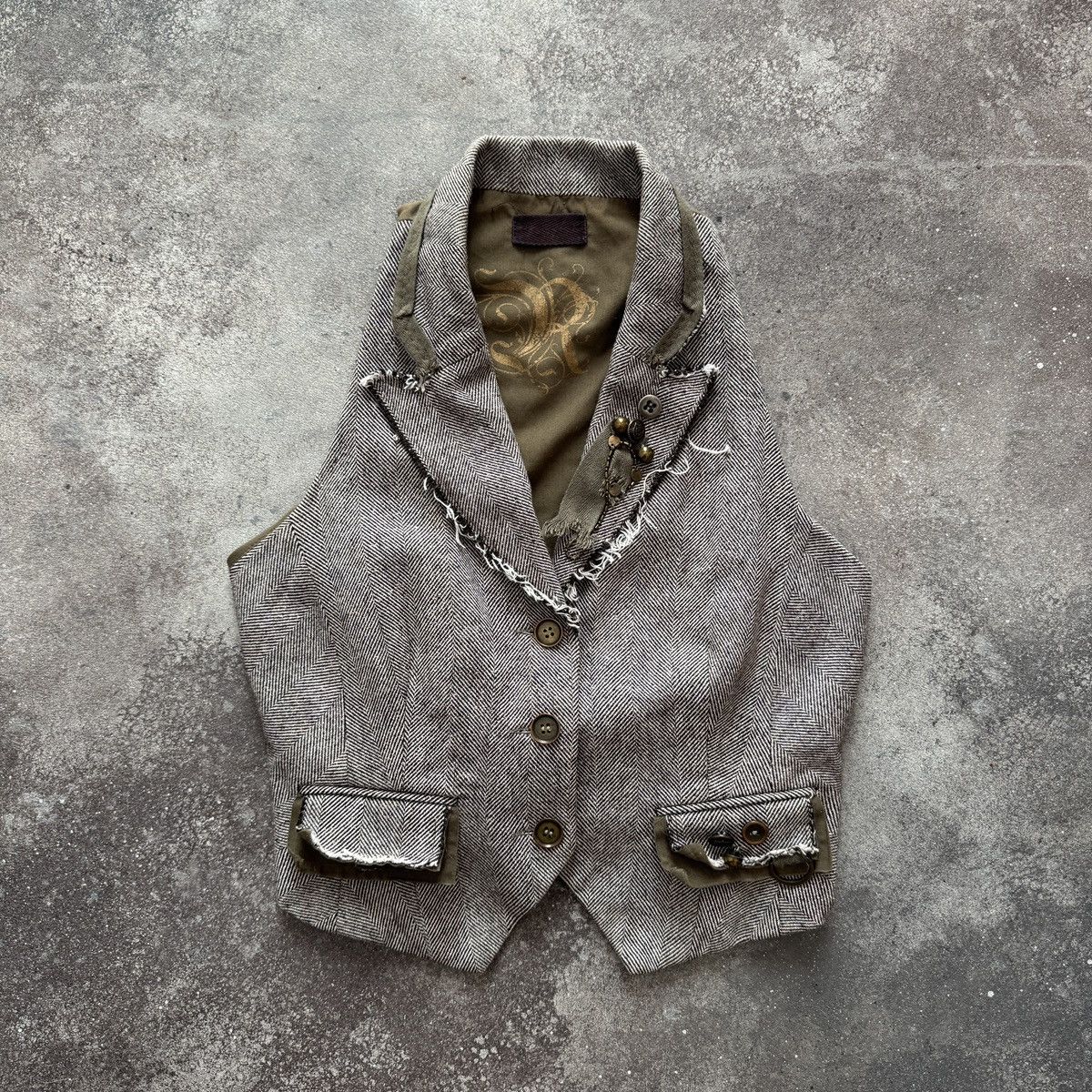 If Six Was Nine Indie Sleaze Vintage Y2K Grunge Waistcoat Distressed Vest Size S / US 4 / IT 40 - 1 Thumbnail