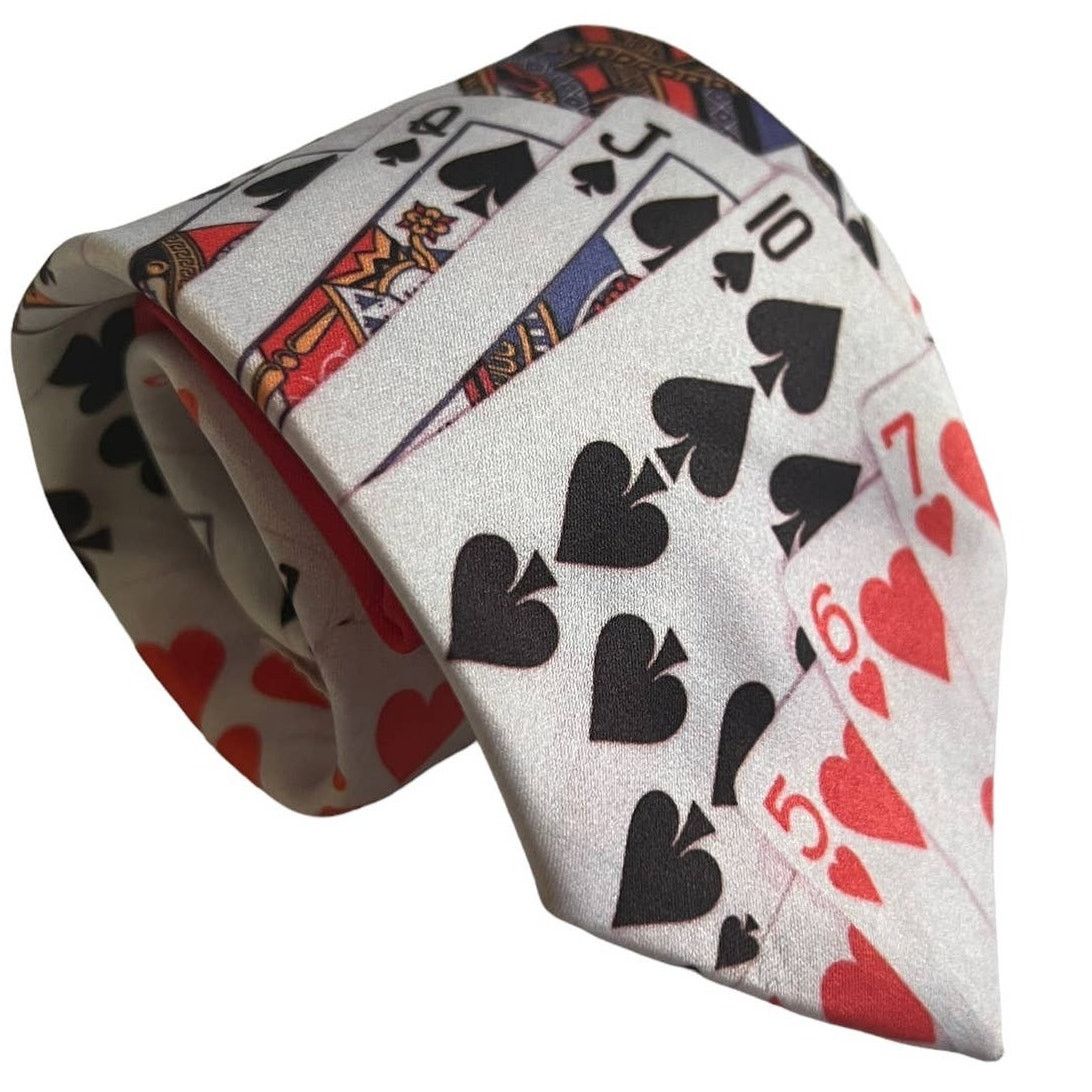 Ralph Marlin Ralph Marlin Vintage Red White Poker Playing Cards Neck Tie Size ONE SIZE - 1 Thumbnail