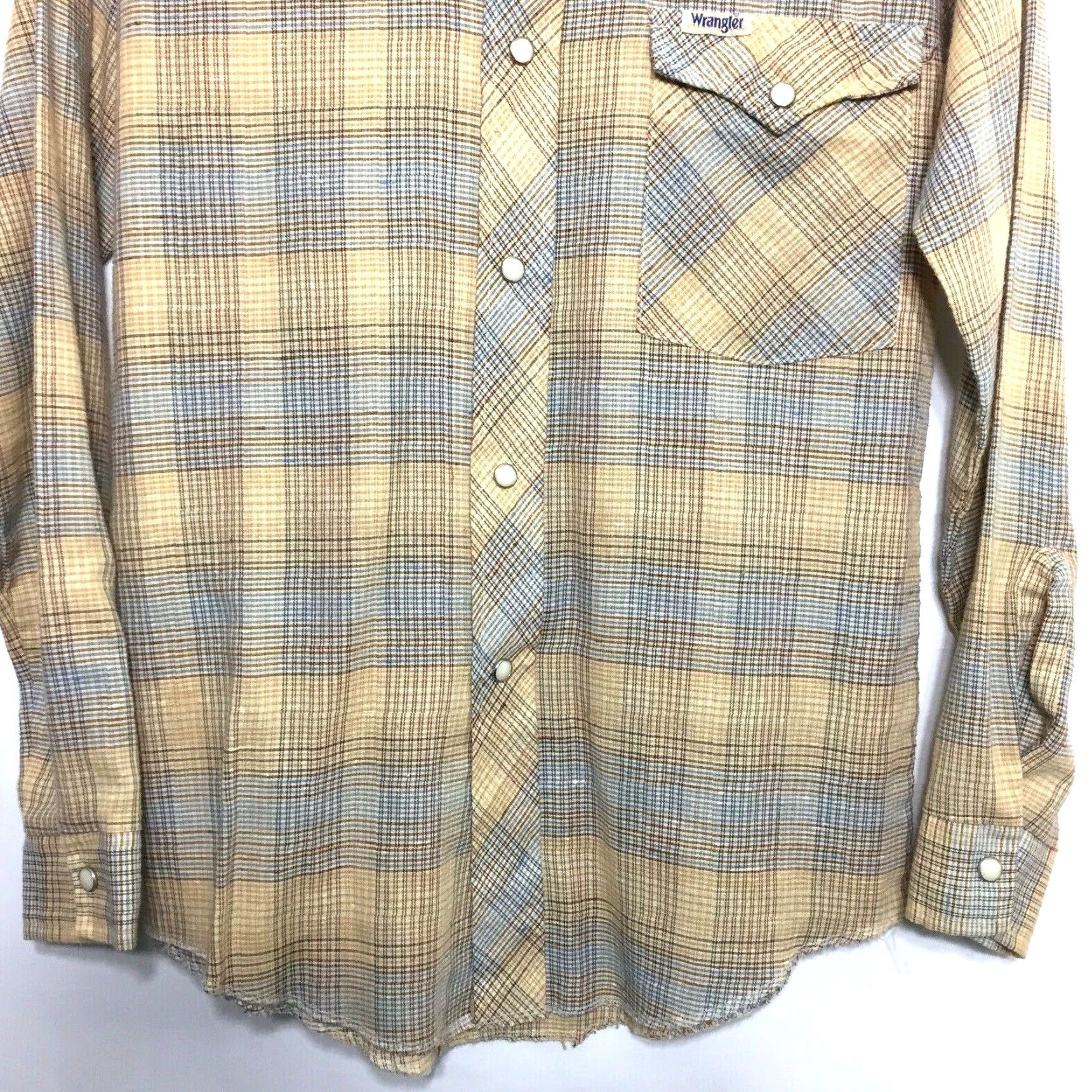 Wrangler VTG Wrangler Shirt Mens 16 Beige Plaid Long Sleeve Button-Up Snap Western Shirt Mens X16 Beige Plaid Long Sleeve Wrangler VTG Size US L / EU 52-54 / 3 - 5 Thumbnail