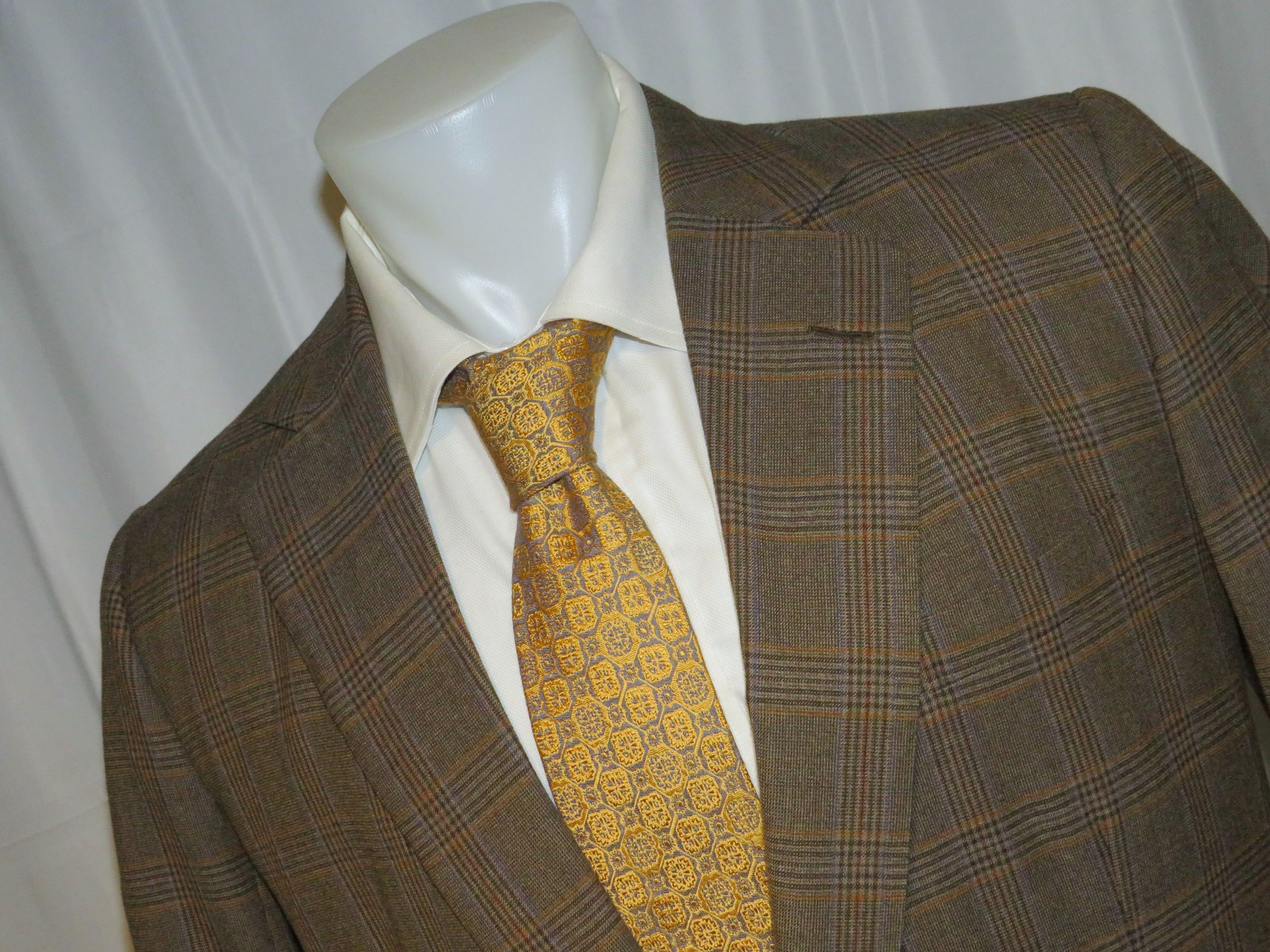 Henry Poole × Savile Row Brown Plaid Bespoke Two Button Sport Coat 40XL Size 40L - 4 Thumbnail