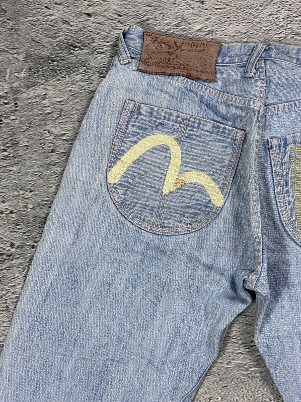Evisu Evisu Yamane jorts light blue Y2K shorts denim white gull Size US 33 - 2 Thumbnail