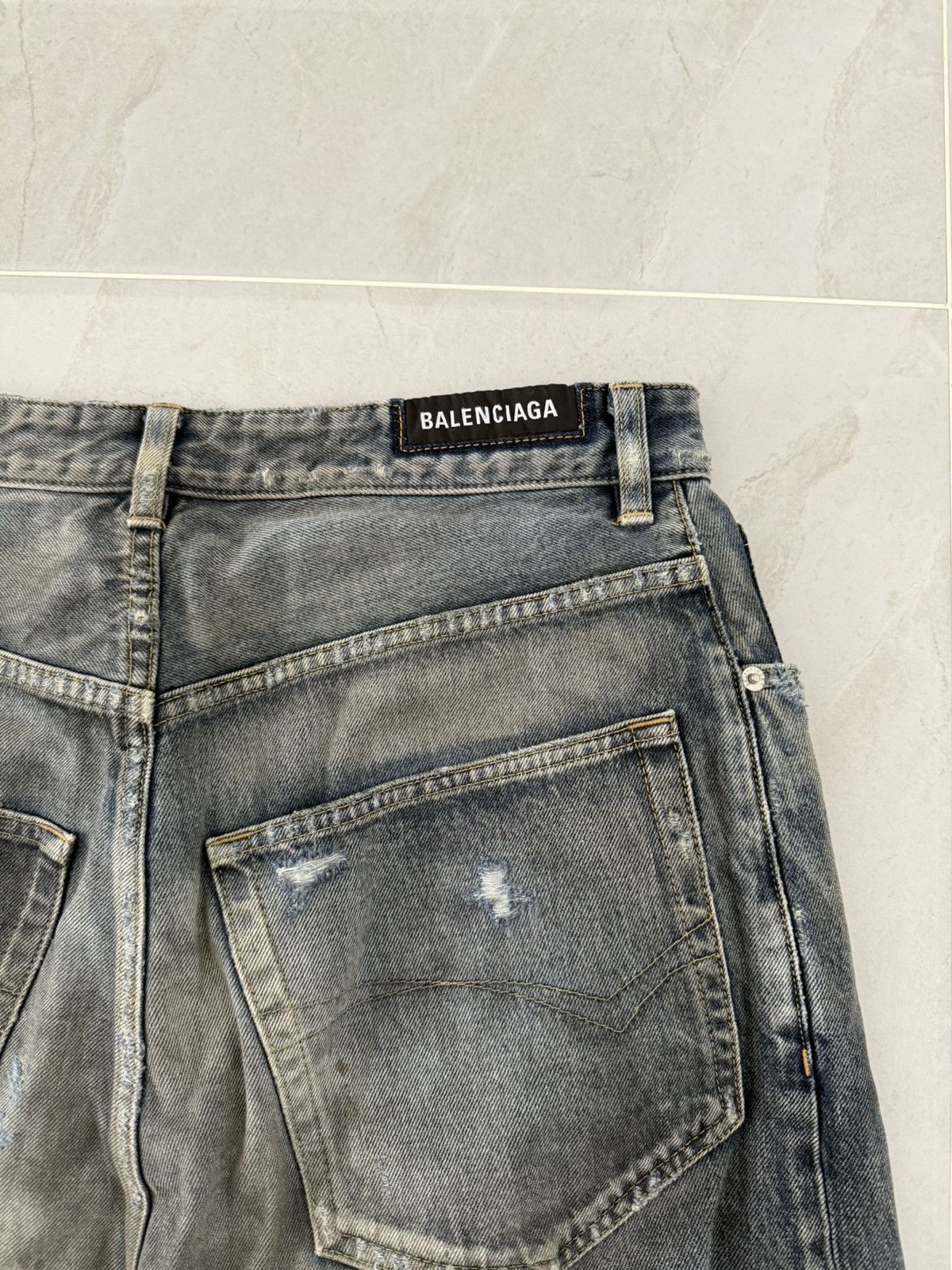 Balenciaga *RARE* Balenciaga SS23 Mud Oil Spilled Denim Baggy Version Size US 32 / EU 48 - 7 Thumbnail