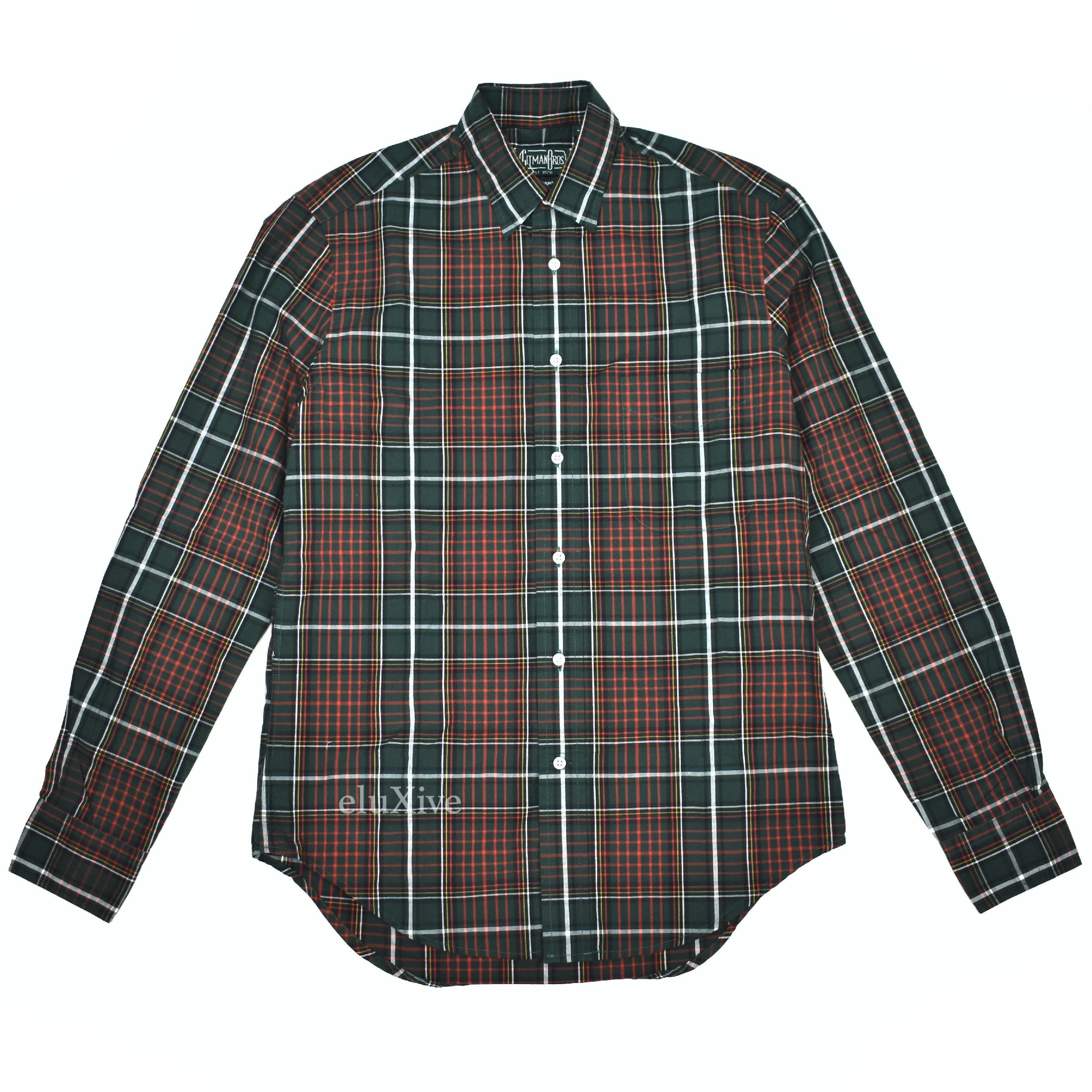 Gitman Bros. Vintage Dark Green Red White Plaid Button Down Shirt NWT Size US S / EU 44-46 / 1 - 1 Preview