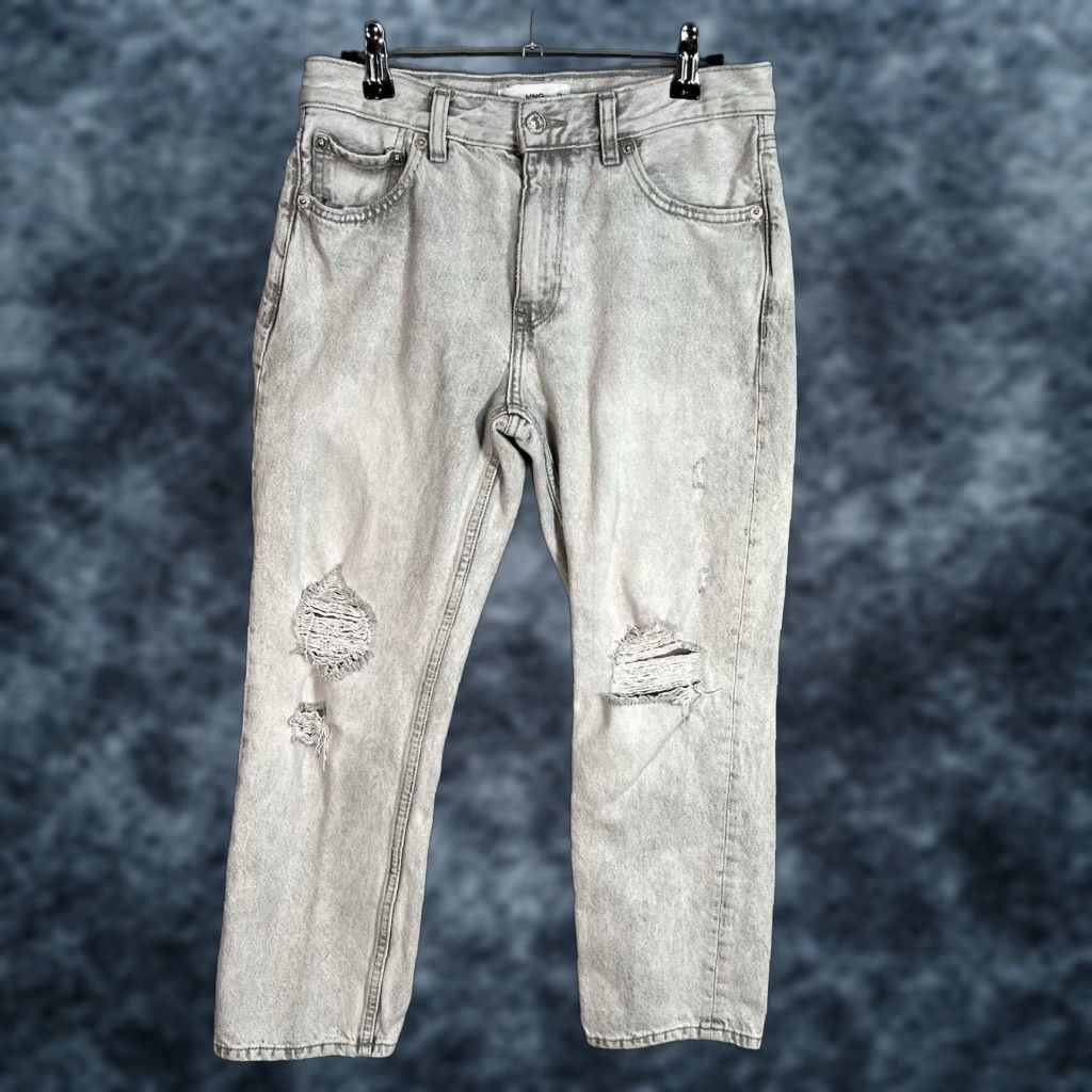 Mango VINTAGE Mango Denim Jeans Womens Size 4 Gray Light Wash Straight Leg Distressed Size 27" / US 4 / IT 40 - 1 Thumbnail