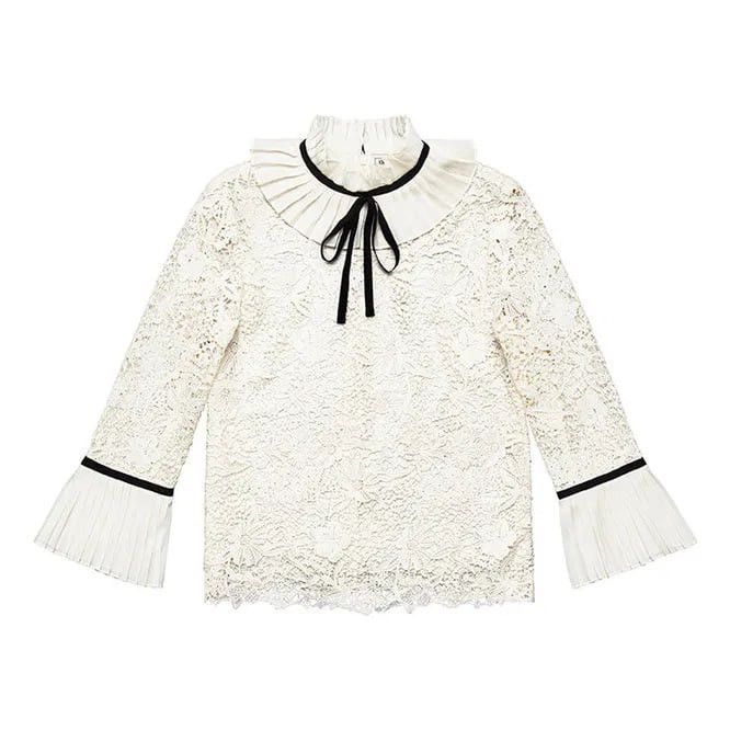 Erdem Erdem x H&M lace Top blouse ruffles contrasting ribbon Size S / US 4 / IT 40 - 5 Thumbnail