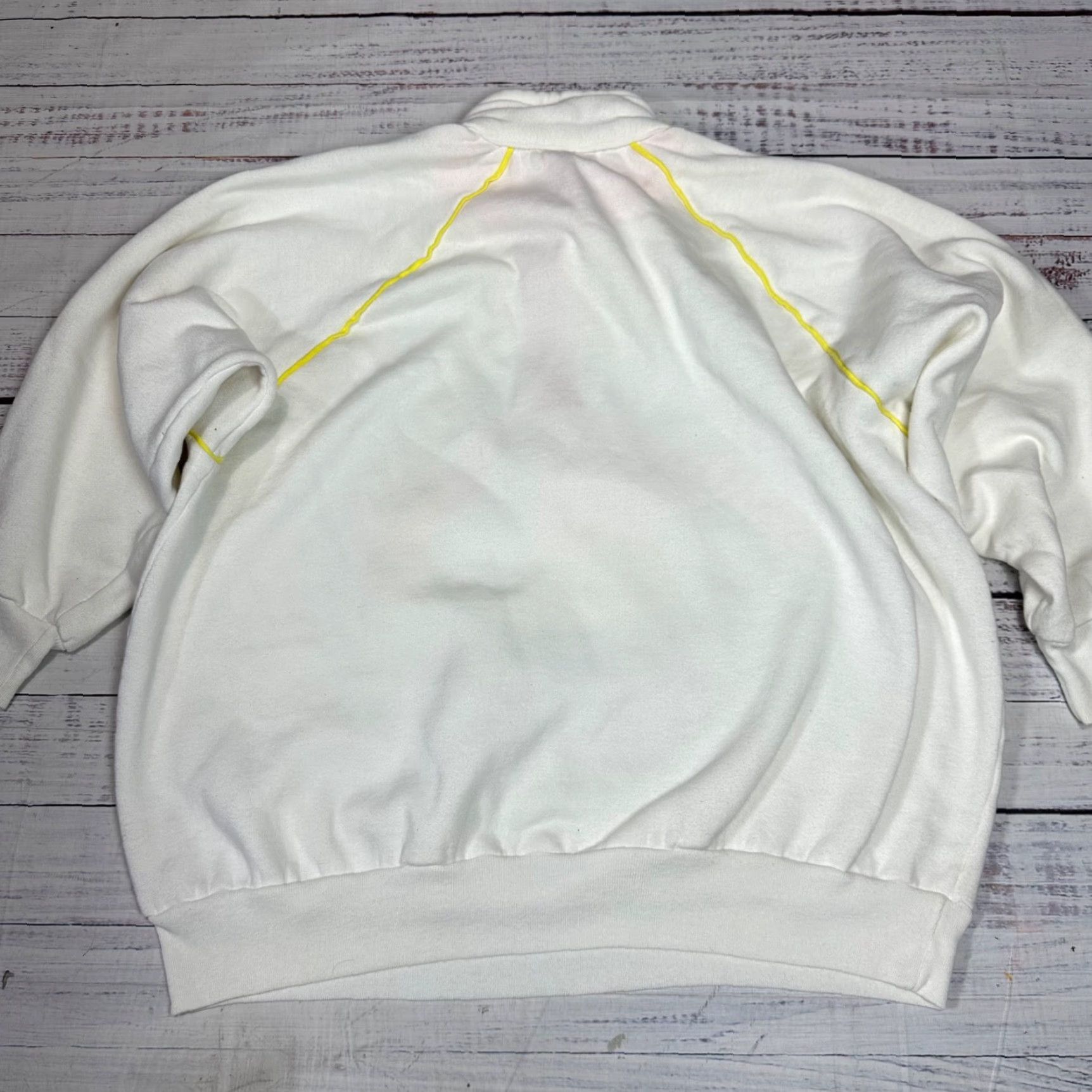 Vintage Vintage 80's Womens Pullover Sweatshirt White XL San Francisco 3/4 Slvs 1/4 Zip Sweatshirt Size XL / US 12-14 / IT 48-50 - 4 Thumbnail