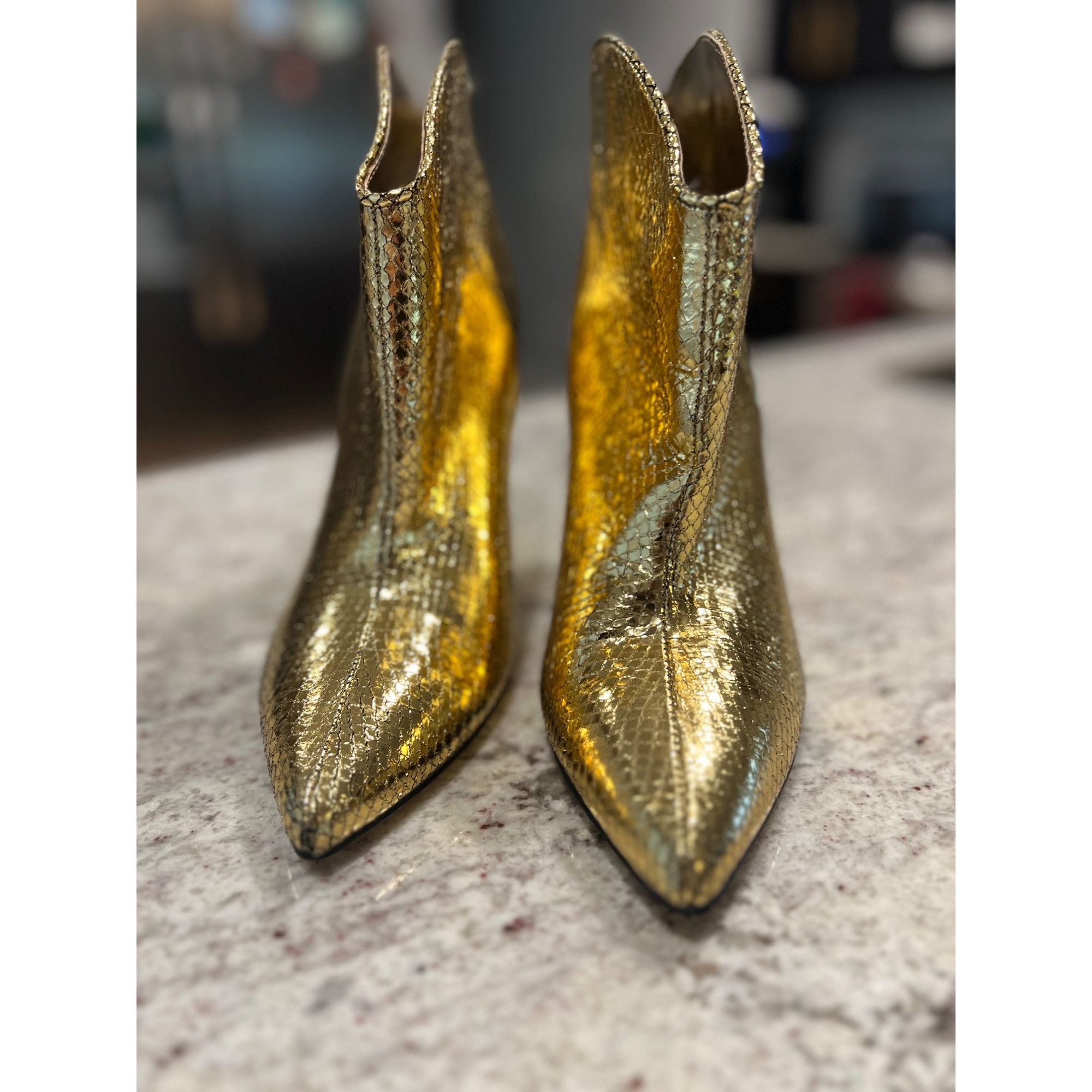 Marc Fisher Marc Fisher Women's Masina Gold High Heel Booties - Size 8.5 Size US 8.5 / IT 38.5 - 4 Thumbnail